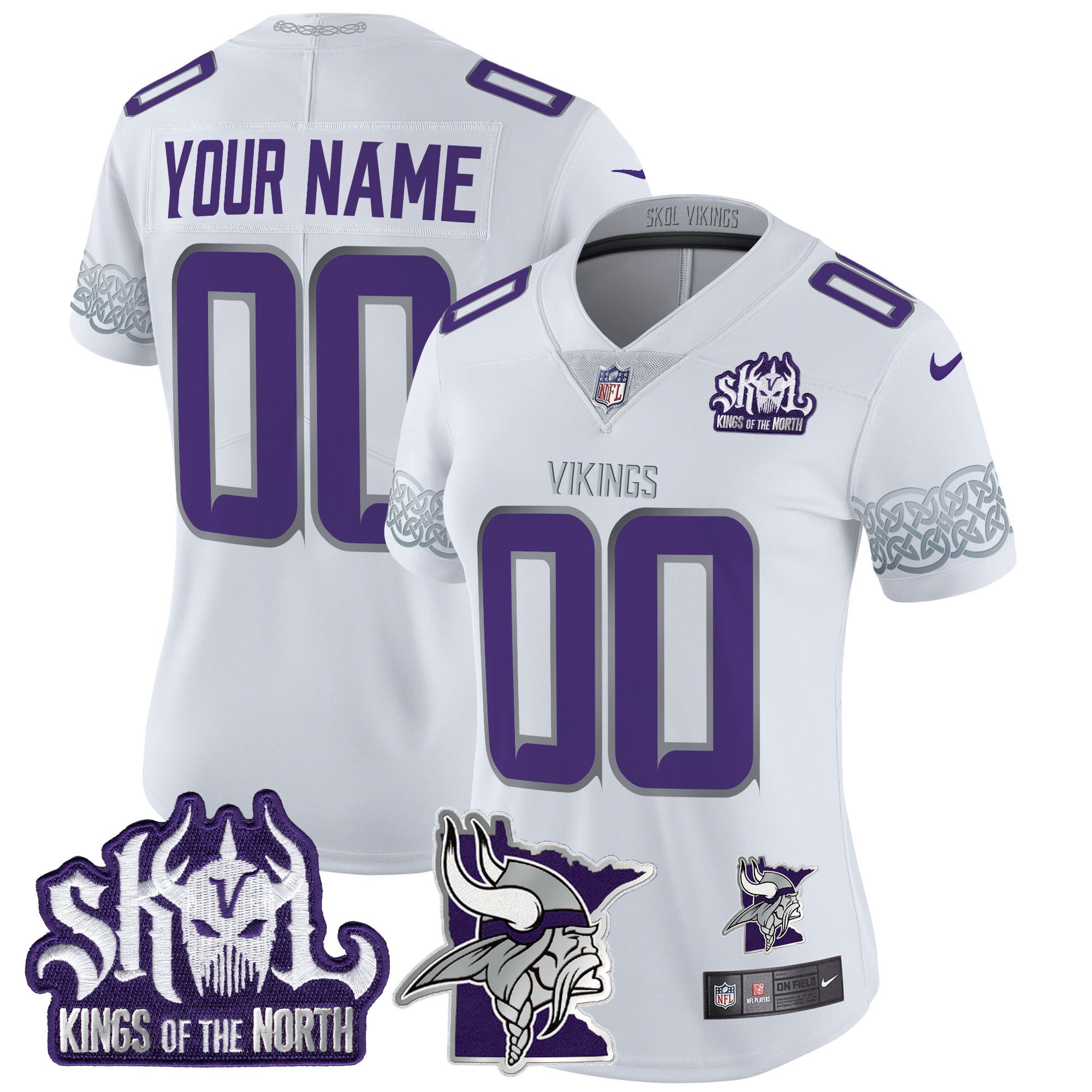 Custom Name/Gender Minnesota Vikings 2024 Winter Warrior Skol Patch Vapor Limited Jersey V2 - All Stitched