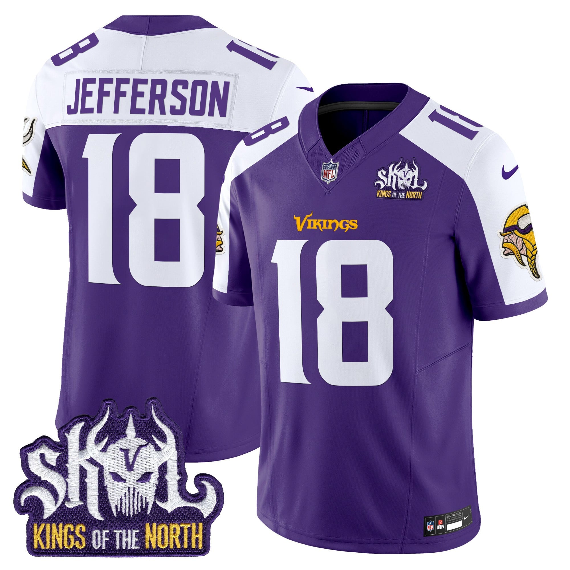 Men's Minnesota Vikings King Of The North Patch Vapor Limited Jersey V2 - All Stitched
