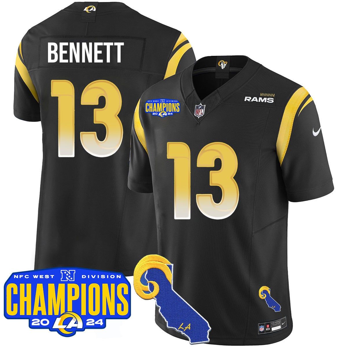 Men's Los Angeles Rams 2024 NFC West Division Champions Jersey - All Stitched