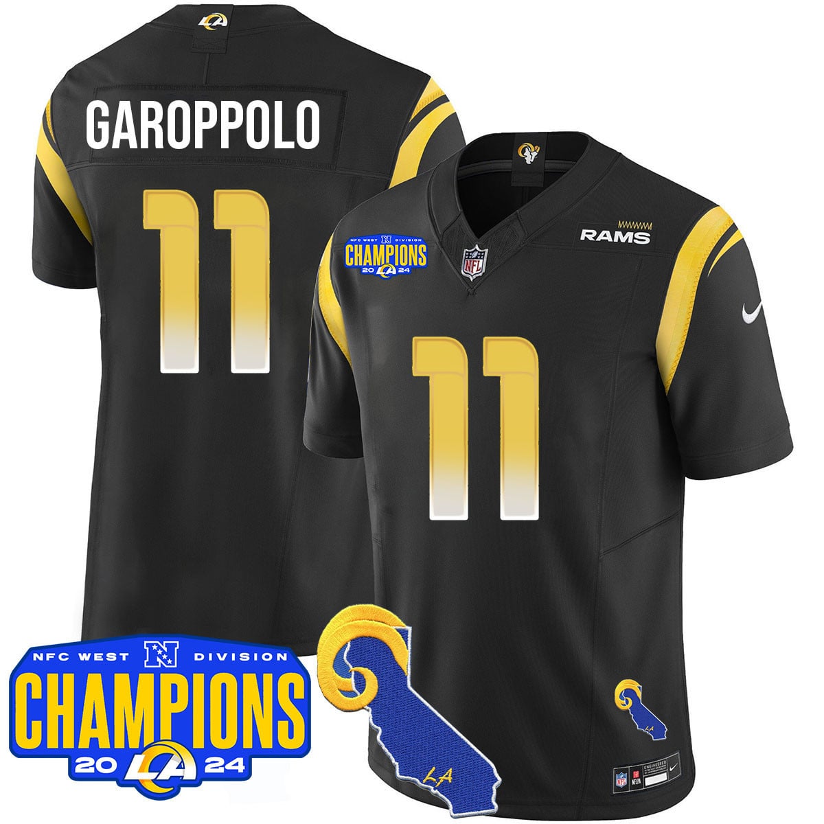 Men's Los Angeles Rams 2024 NFC West Division Champions Jersey - All Stitched