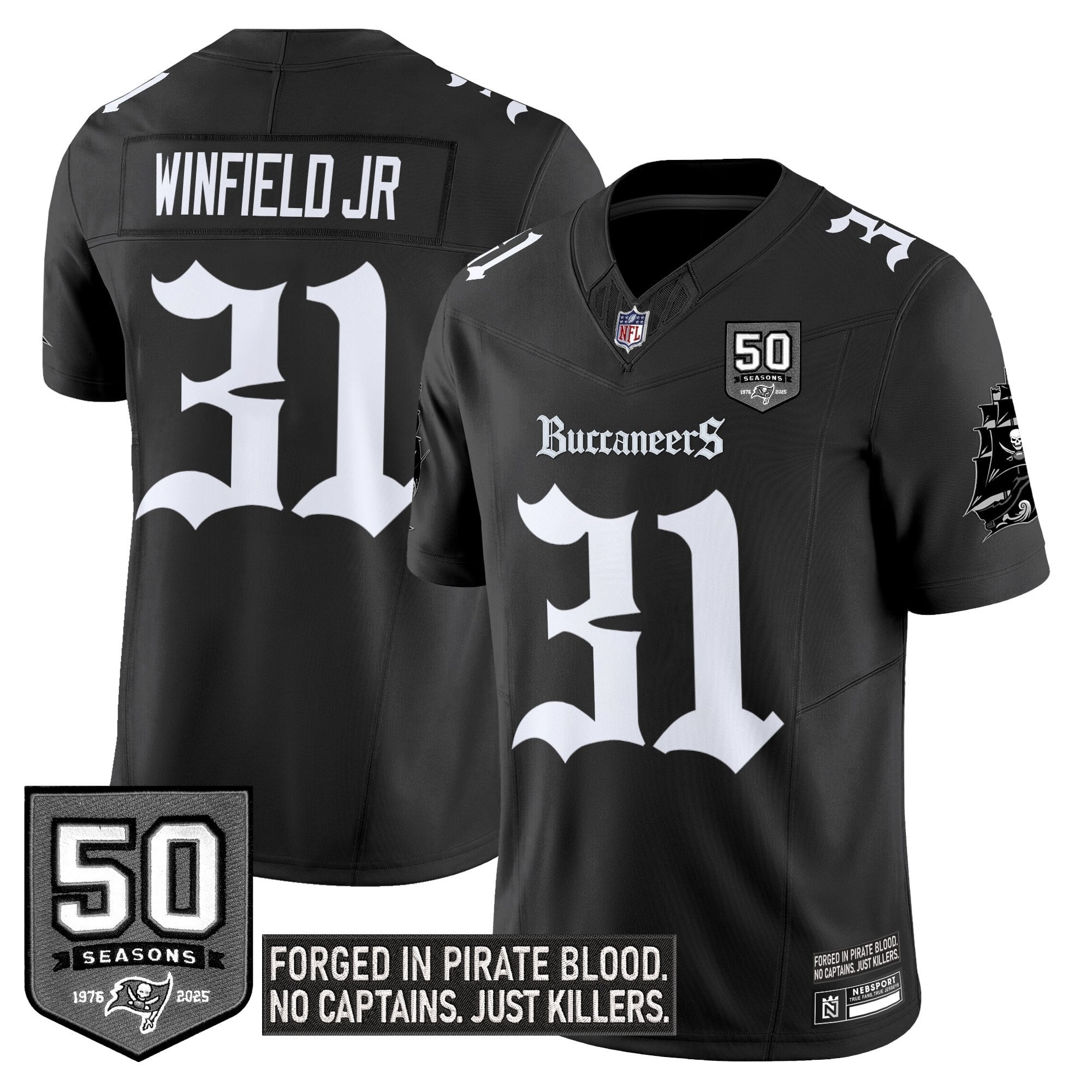 Men's Tampa Bay Buccaneers 'Gothic Pirate Shadows Edition' Limited Jersey - All Stitched