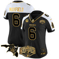 Women's Buccaneers 2024 NFC South Division Champions Patch Gold Vapor Limited Jersey - All Stitched