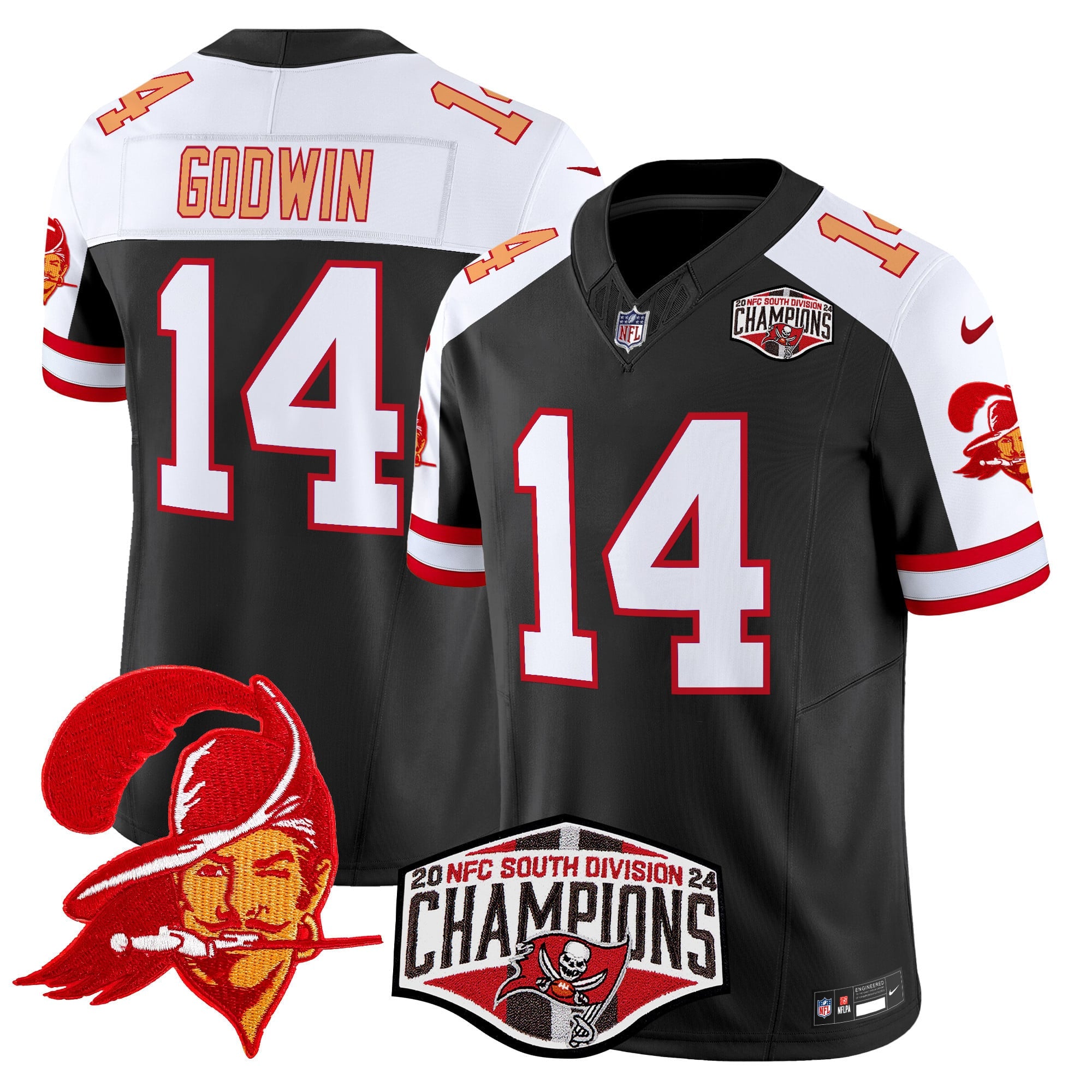 Men's Tampa Bay Buccaneers Throwback 2024 NFC South Division Champions Patch Vapor Limited Jersey - All Stitched