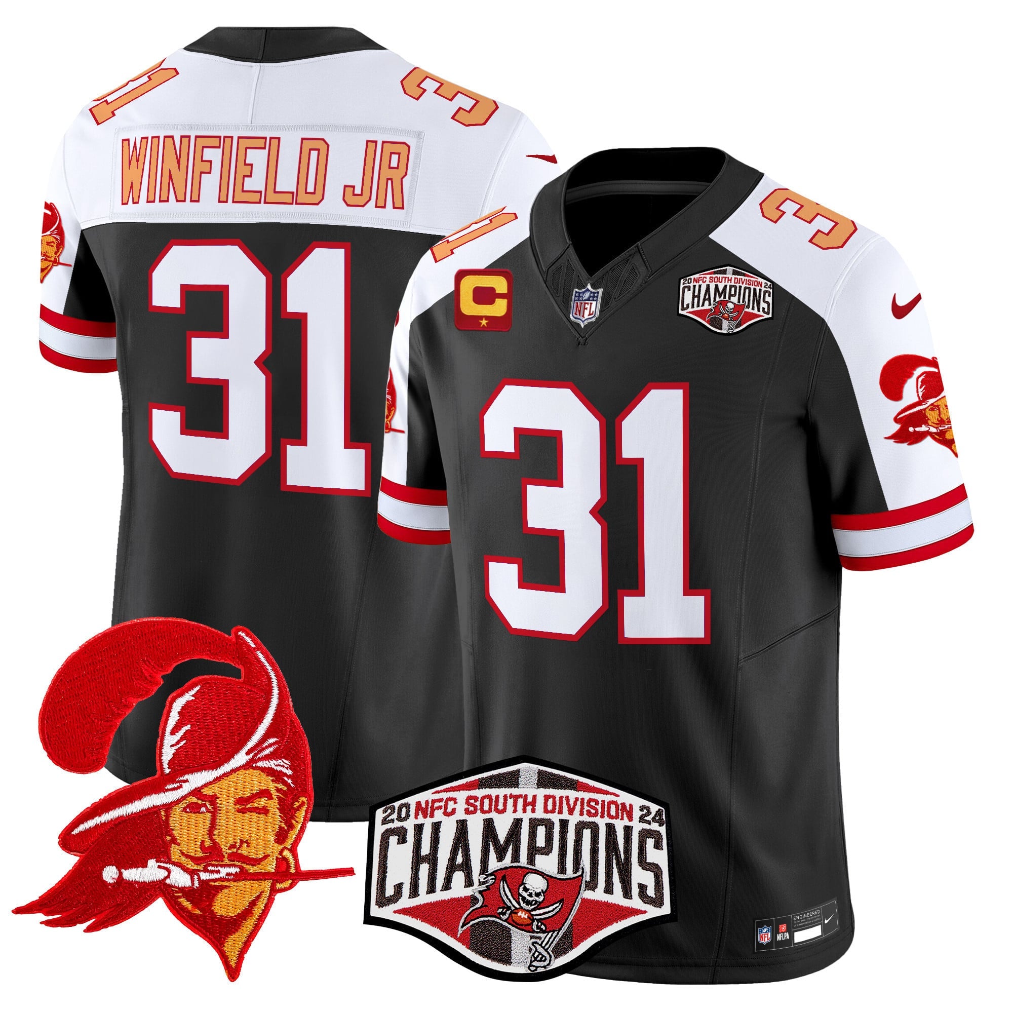 Men's Tampa Bay Buccaneers Throwback 2024 NFC South Division Champions Patch Vapor Limited Jersey - All Stitched