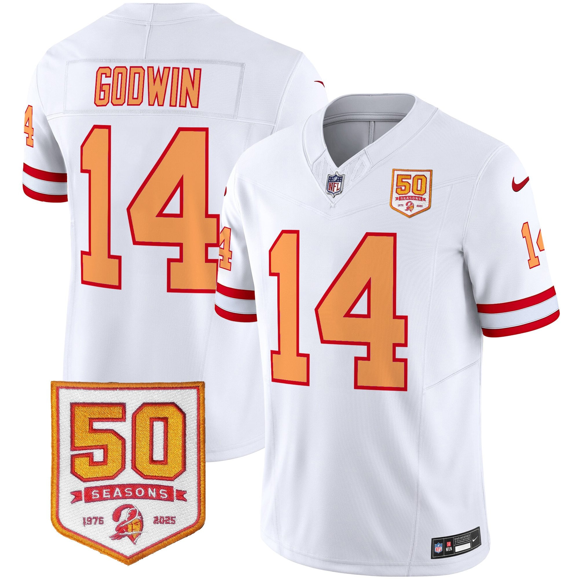 Men's Tampa Bay Buccaneers Throwback 50th Season Patch Vapor Limited Jersey - All Stitched