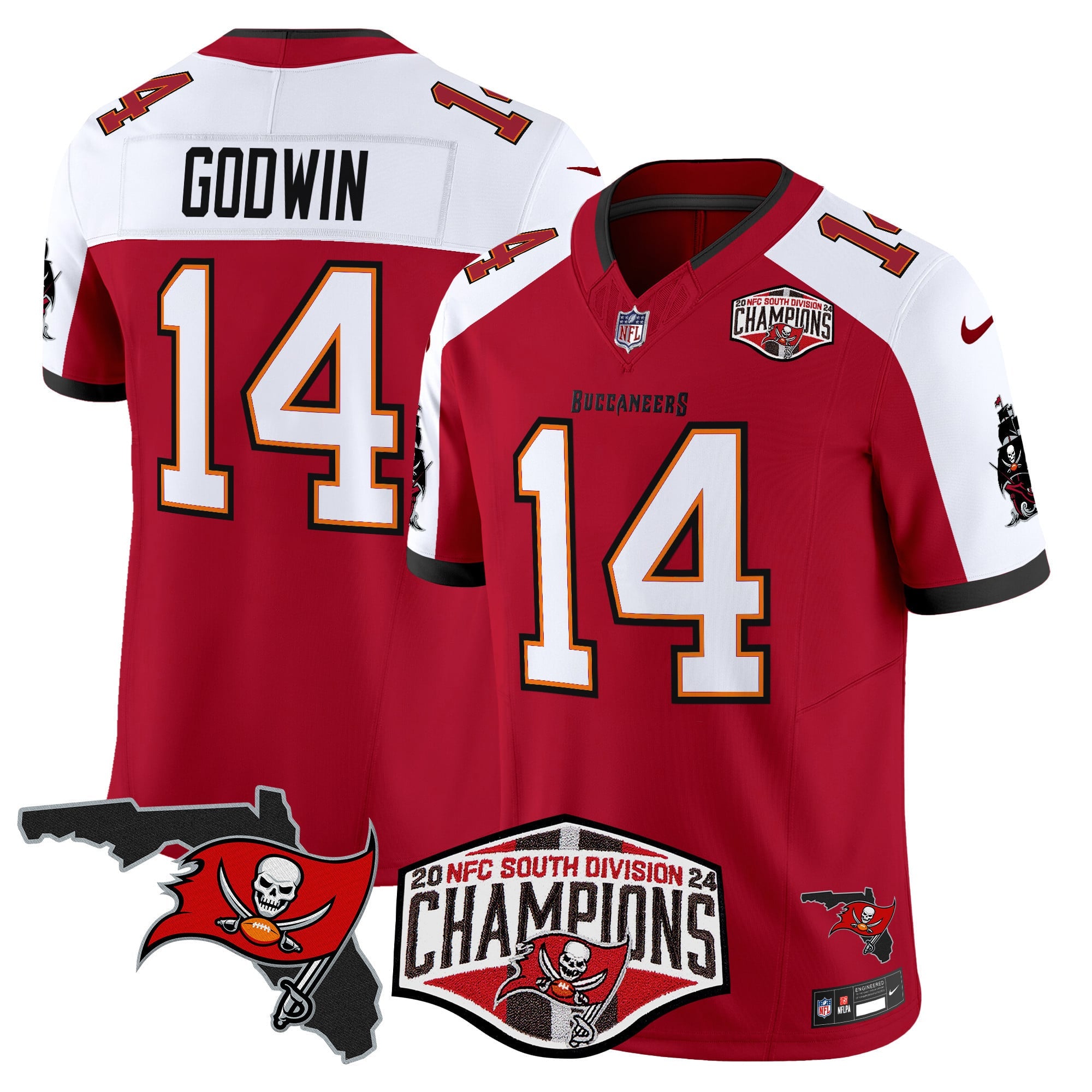 Men's Buccaneers 2024 NFC South Division Champions Patch Vapor Limited Jersey - All Stitched