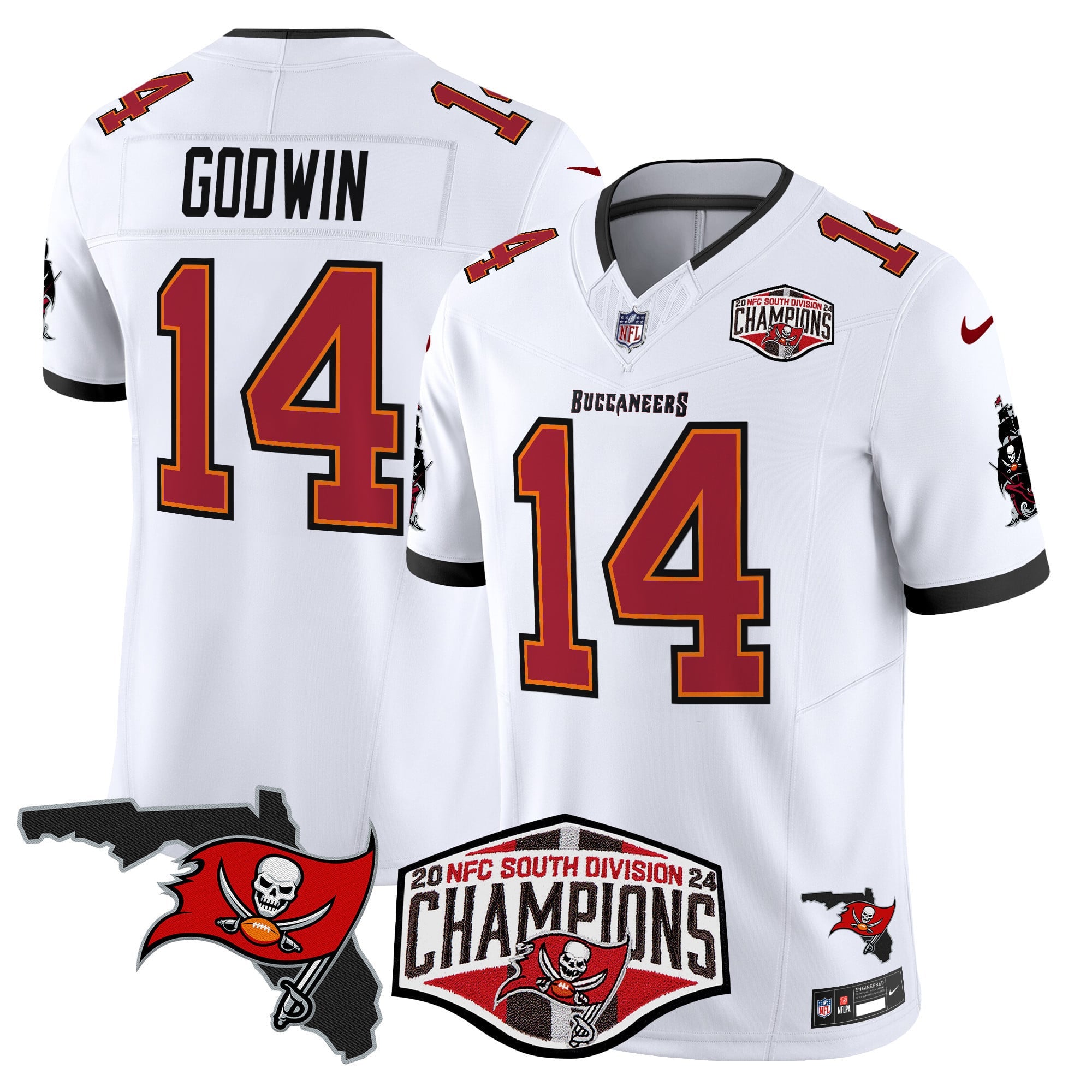 Men's Buccaneers 2024 NFC South Division Champions Patch Vapor Limited Jersey - All Stitched