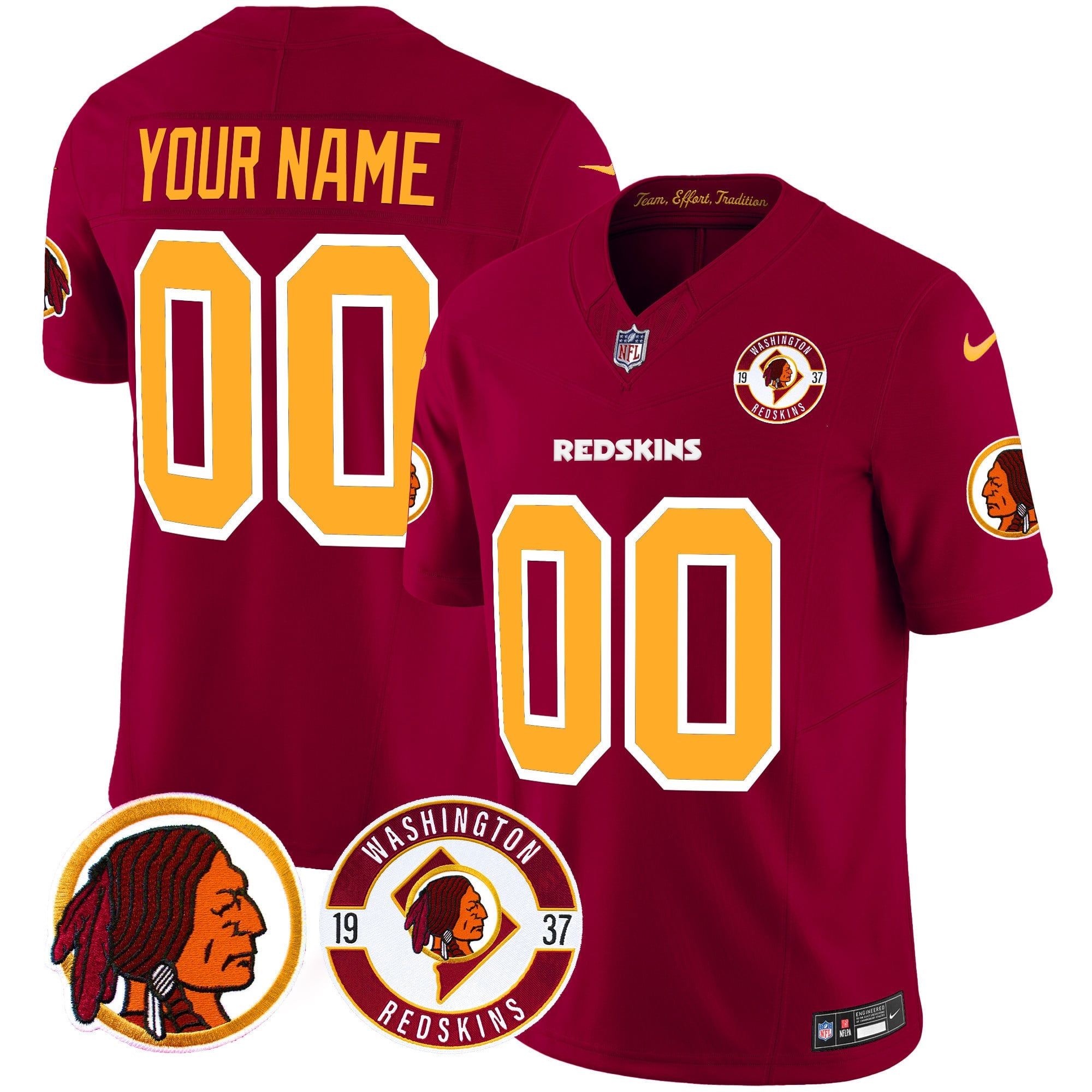Washington Redskins 2024 Vapor Limited Custom Jersey - Est. 1937 Patch - All Stitched