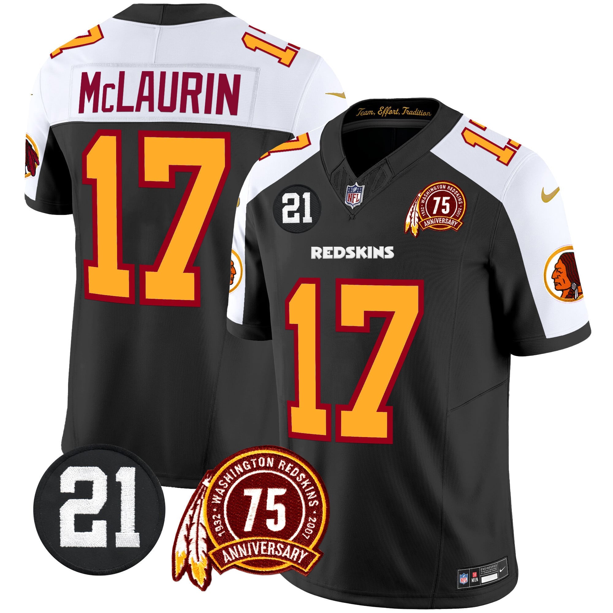 Men's Washington Redskins 75th & Sean Taylor Patch Vapor Limited Jersey - All Stitched