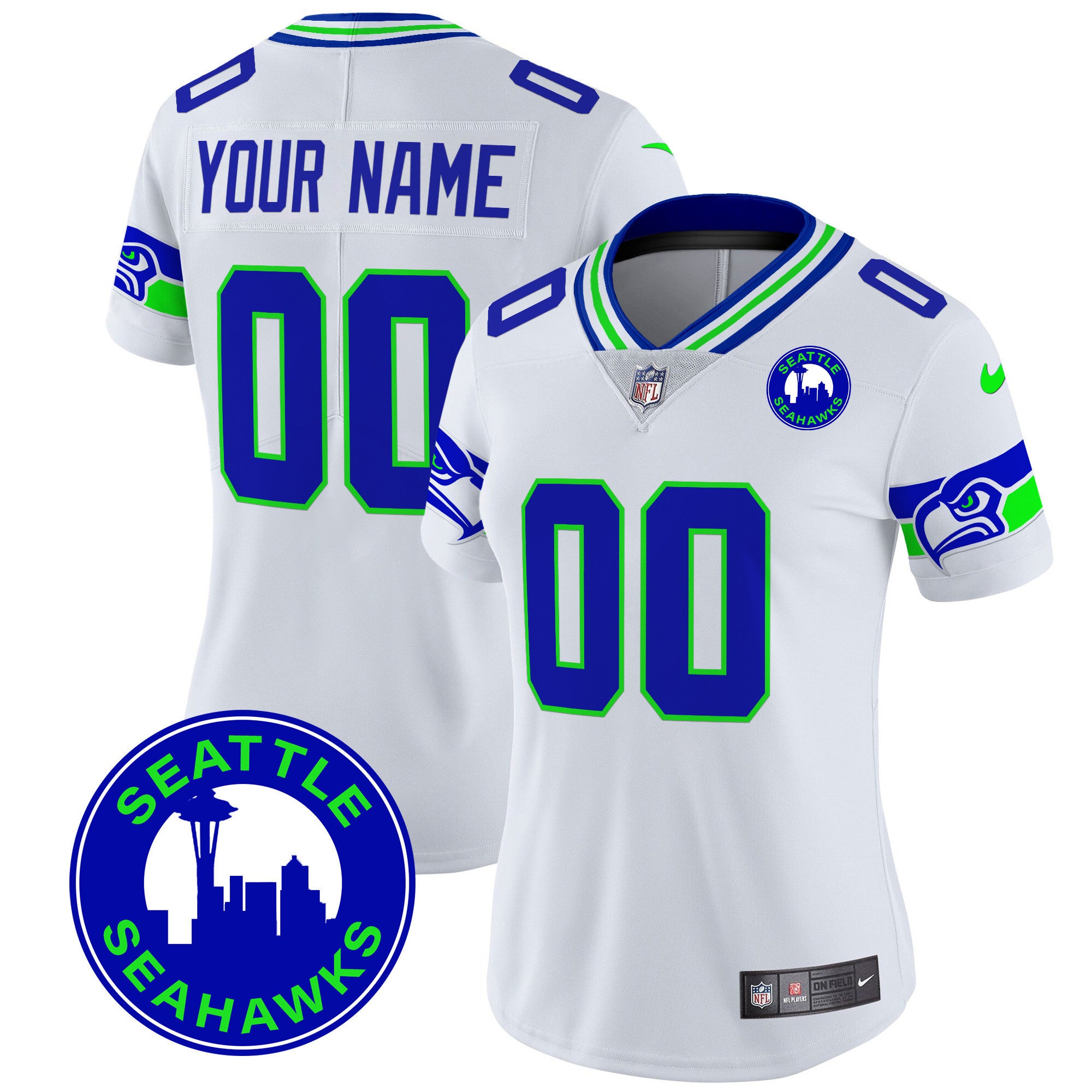 Seahawks 2024 Seattle City Patch Vapor Limited Custom Jersey - All Stitched