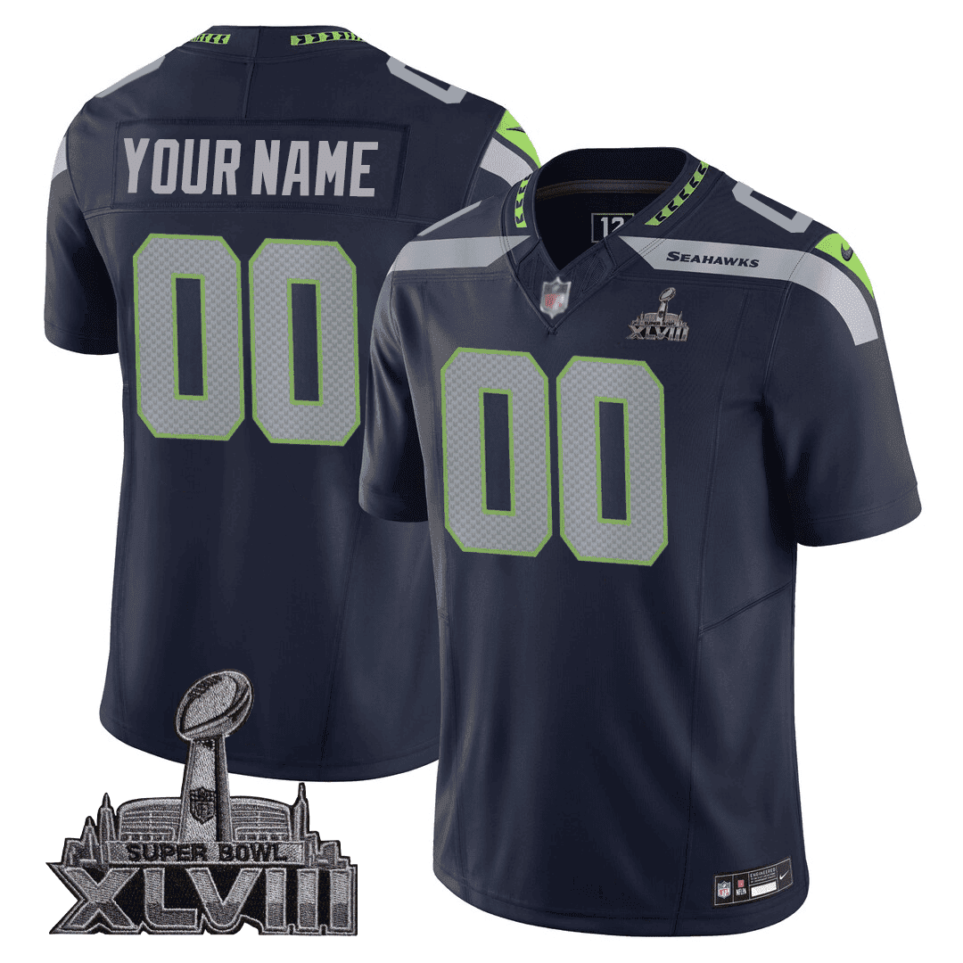 Men's Seattle Seahawks Jersey - SB XLVIII & Washington Home Patch