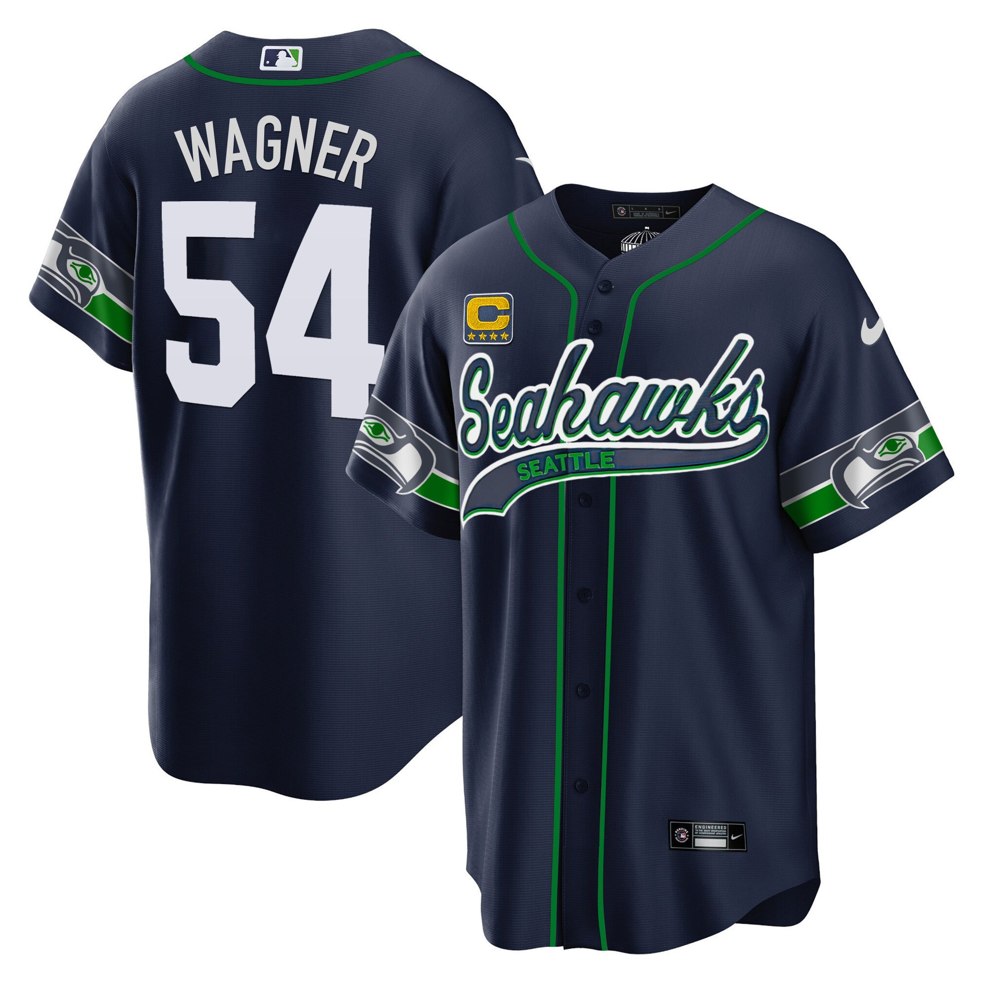 Men's Seahawks Throwback & Gold Cool Base Jersey V2 - All Stitched
