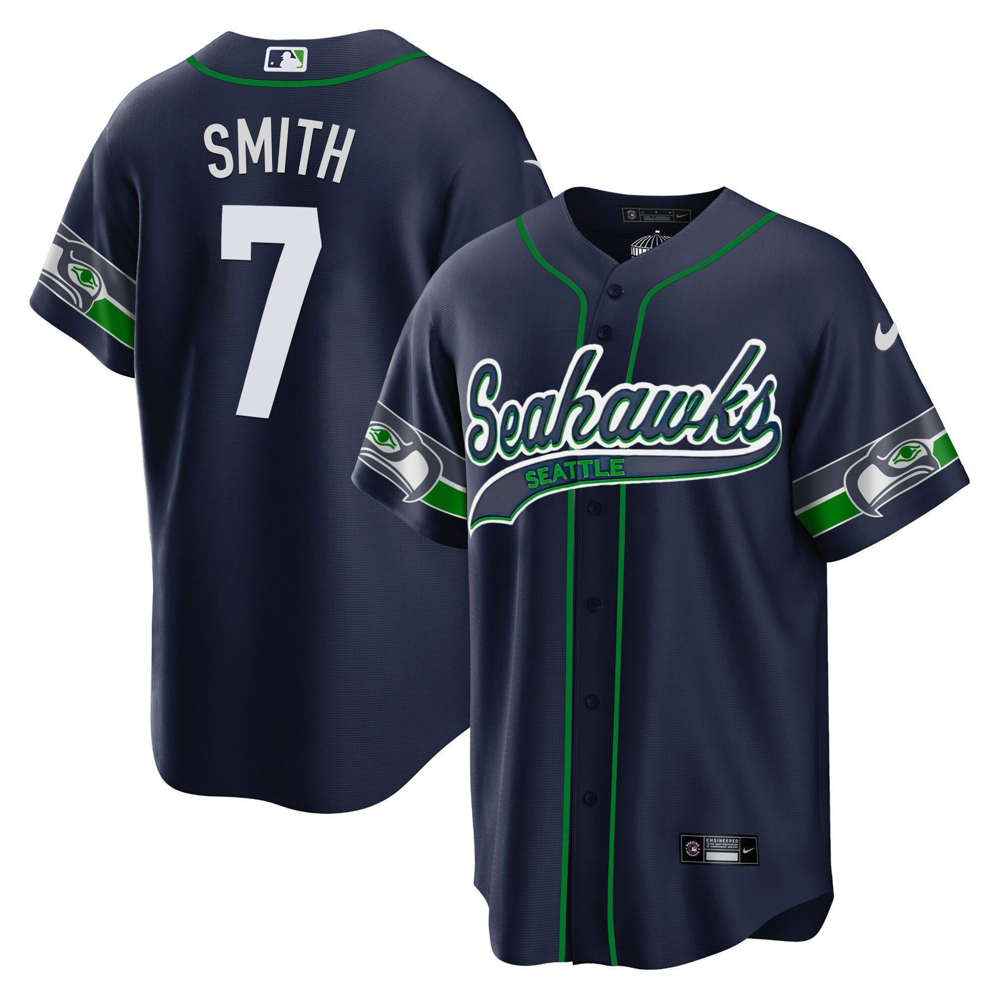 Men's Seahawks Throwback & Gold Cool Base Jersey V2 - All Stitched