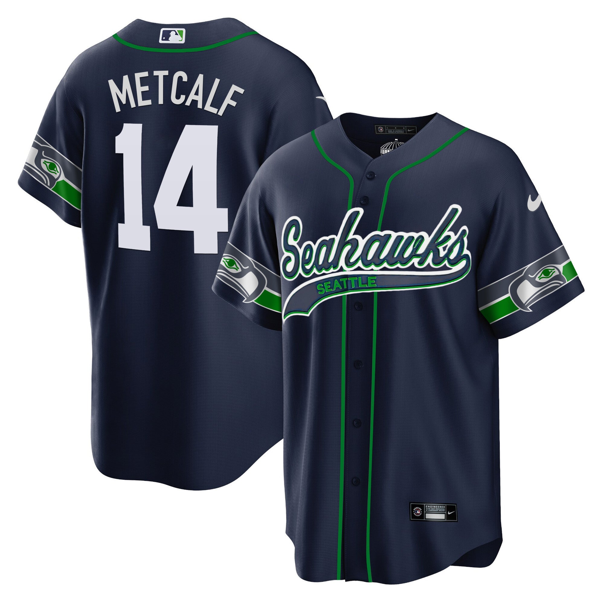 Men's Seahawks Throwback & Gold Cool Base Jersey V2 - All Stitched