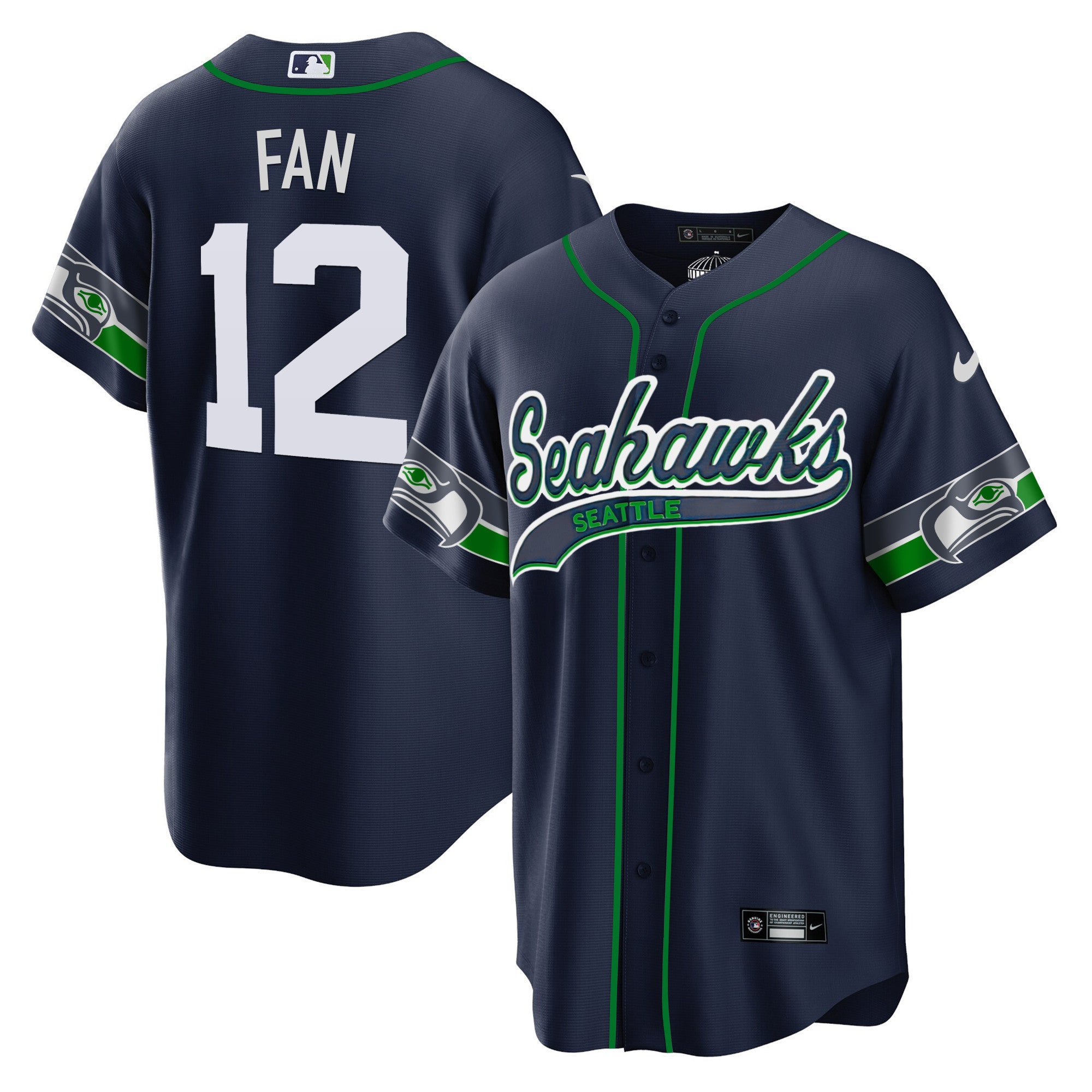 Men's Seahawks Throwback & Gold Cool Base Jersey V2 - All Stitched