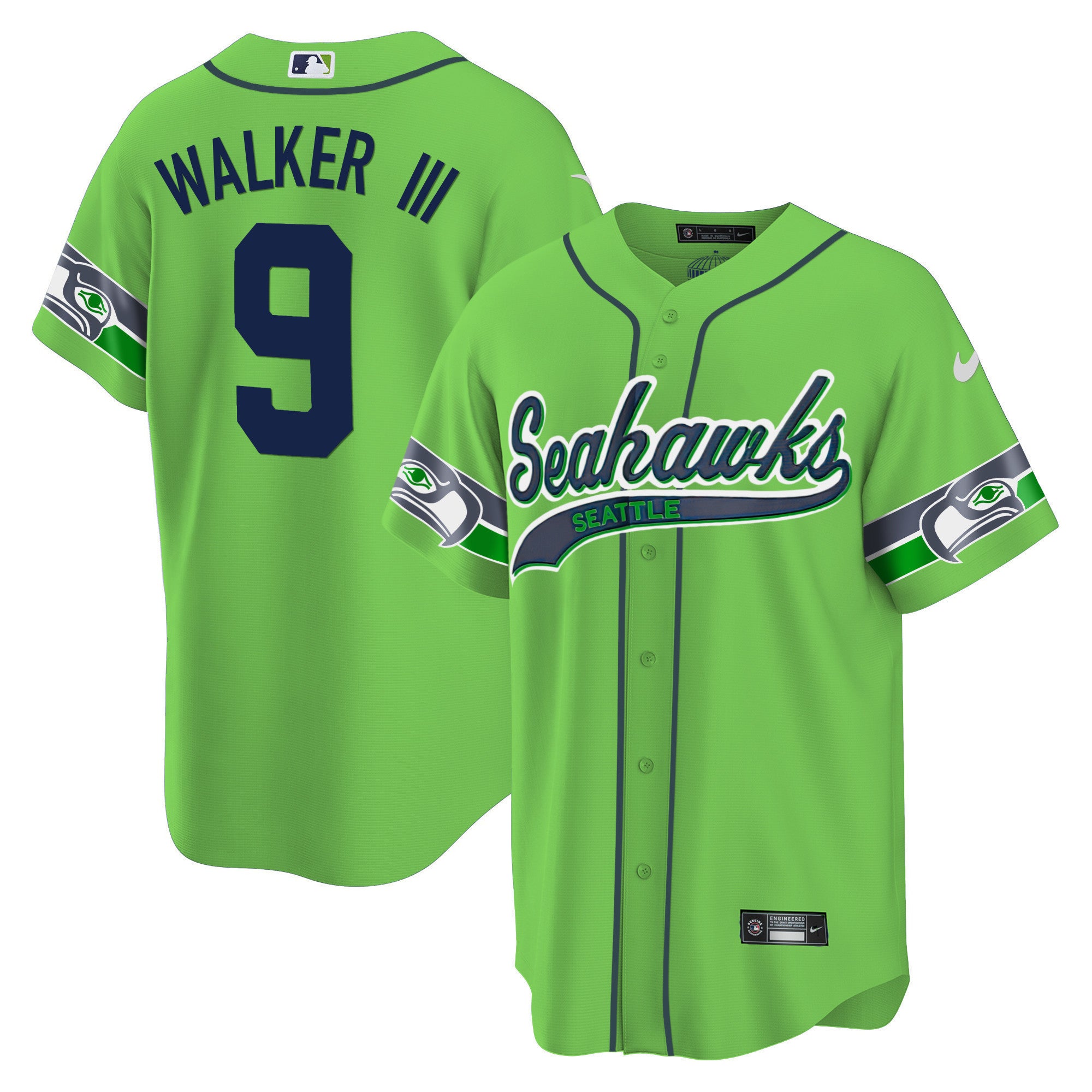 Men's Seahawks Throwback & Gold Cool Base Jersey V2 - All Stitched