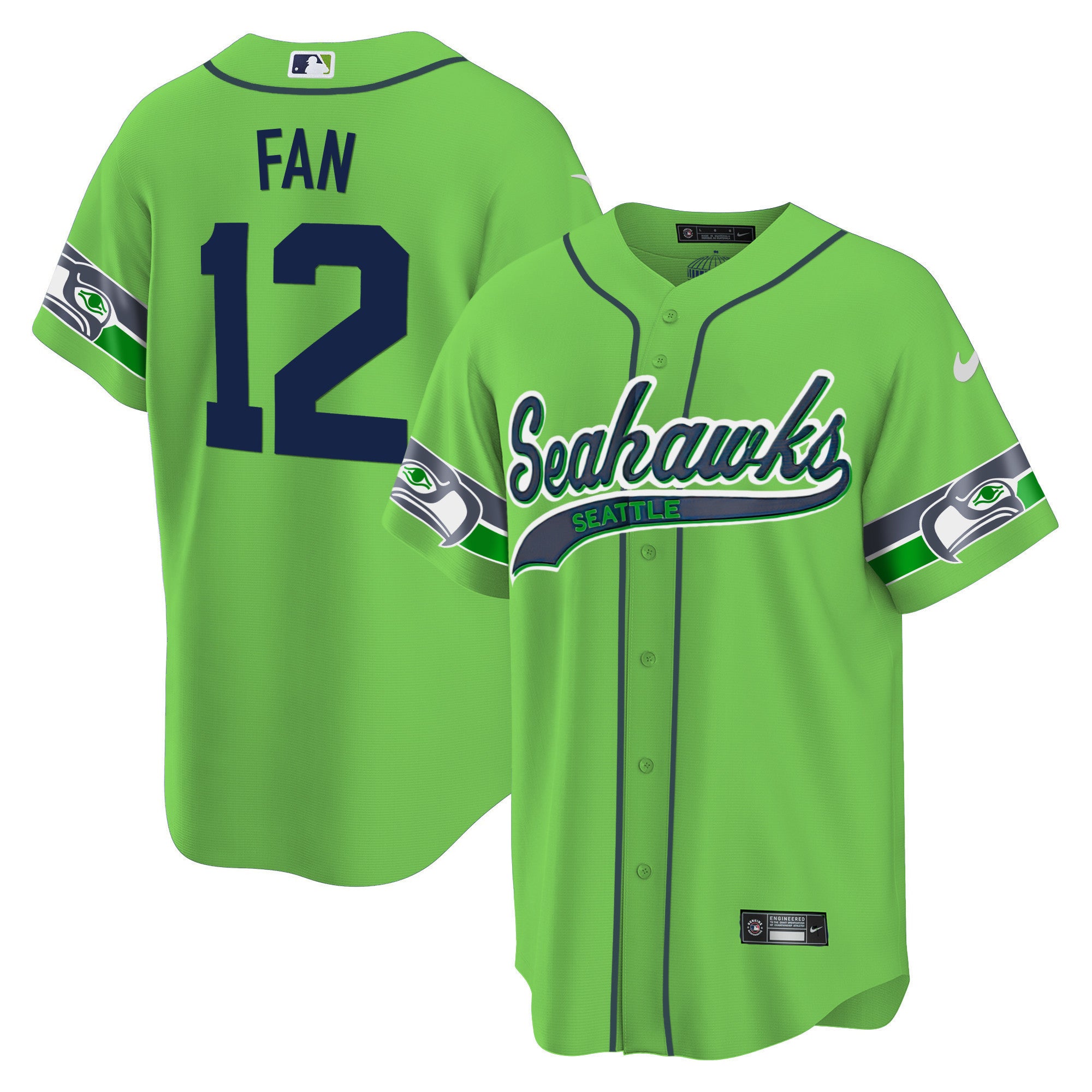 Men's Seahawks Throwback & Gold Cool Base Jersey V2 - All Stitched