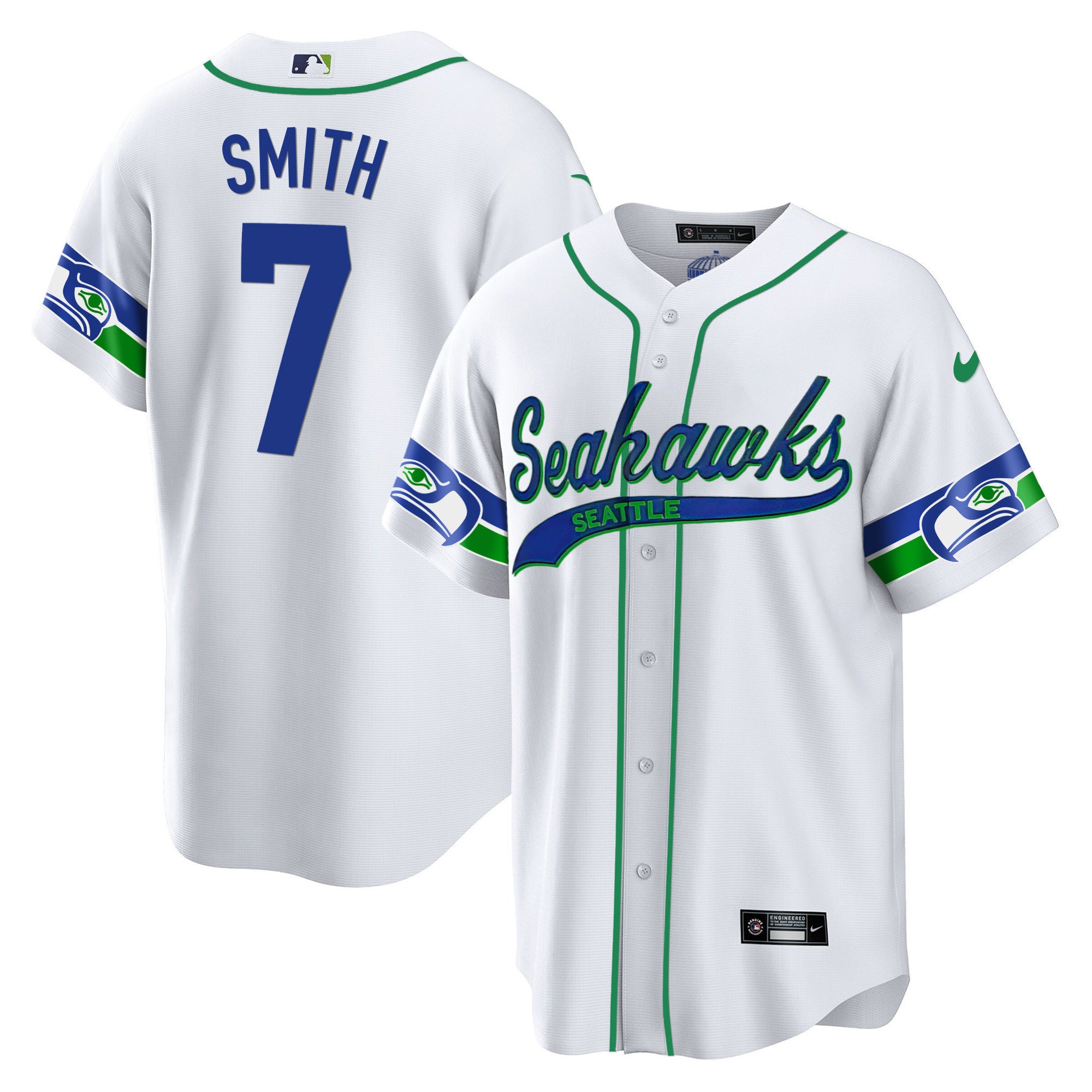 Men's Seahawks Throwback & Gold Cool Base Jersey V2 - All Stitched