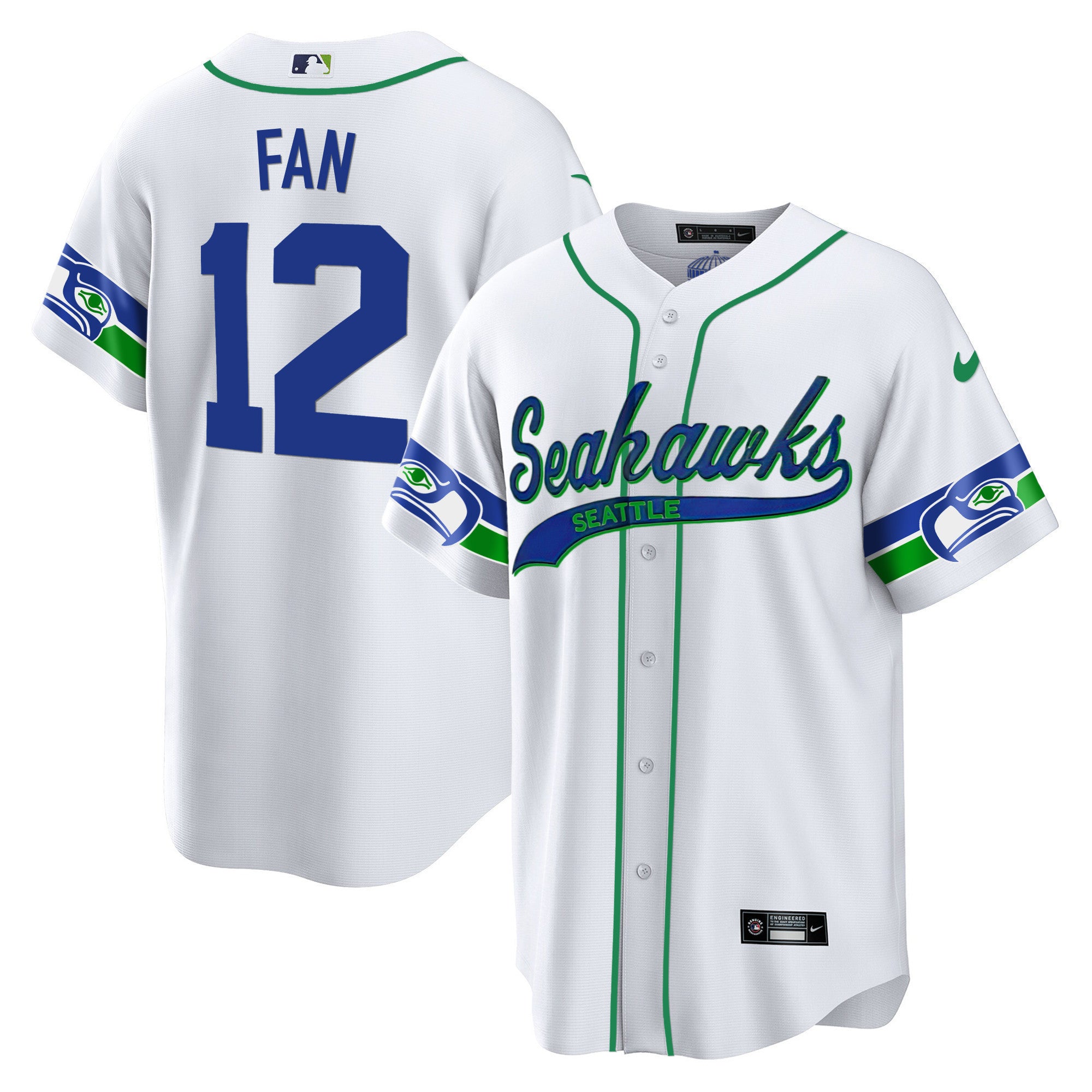 Men's Seahawks Throwback & Gold Cool Base Jersey V2 - All Stitched