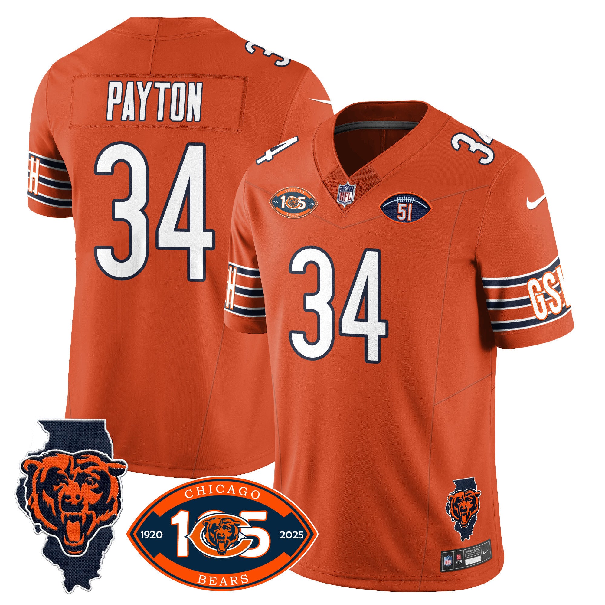 Men's Bears 1920-2025 The Bears Vapor Limited Jersey - All Stitched
