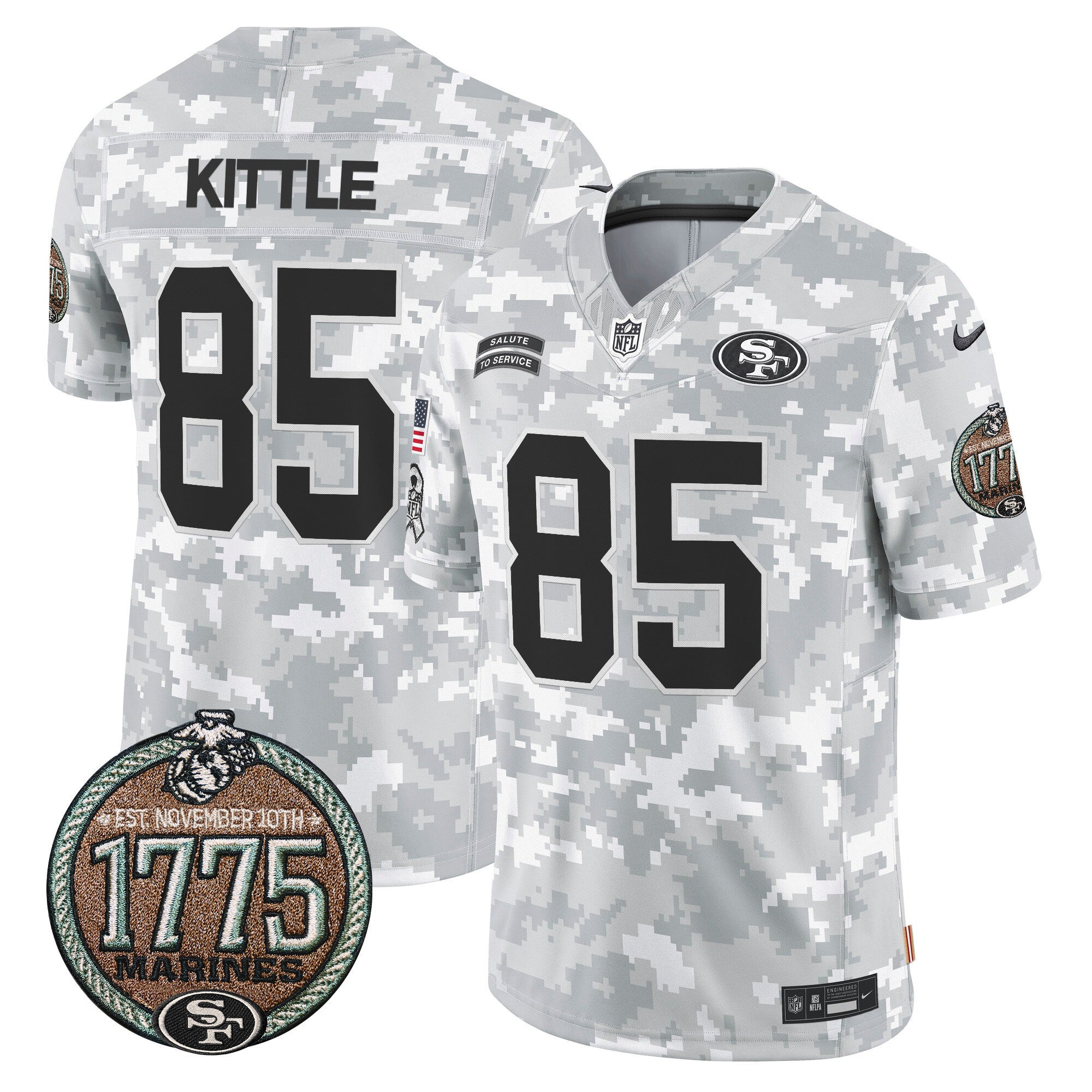Men's 49ers 2024 Salute to Service Establishment Year Patch Vapor Limited Jersey - All Stitched