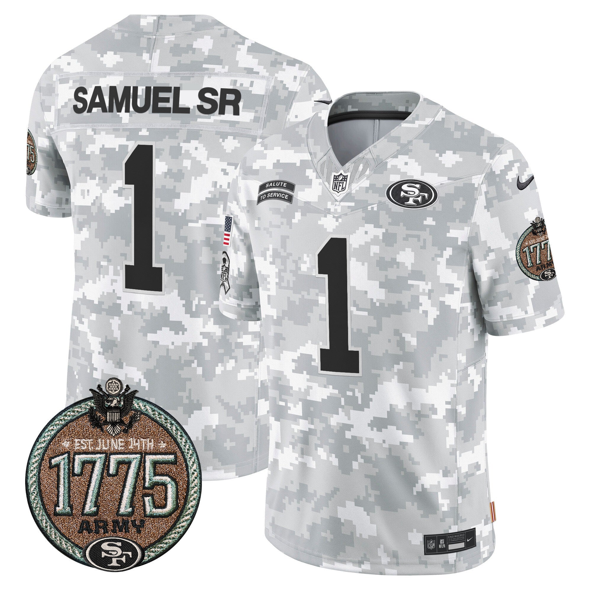 Men's 49ers 2024 Salute to Service Establishment Year Patch Vapor Limited Jersey - All Stitched