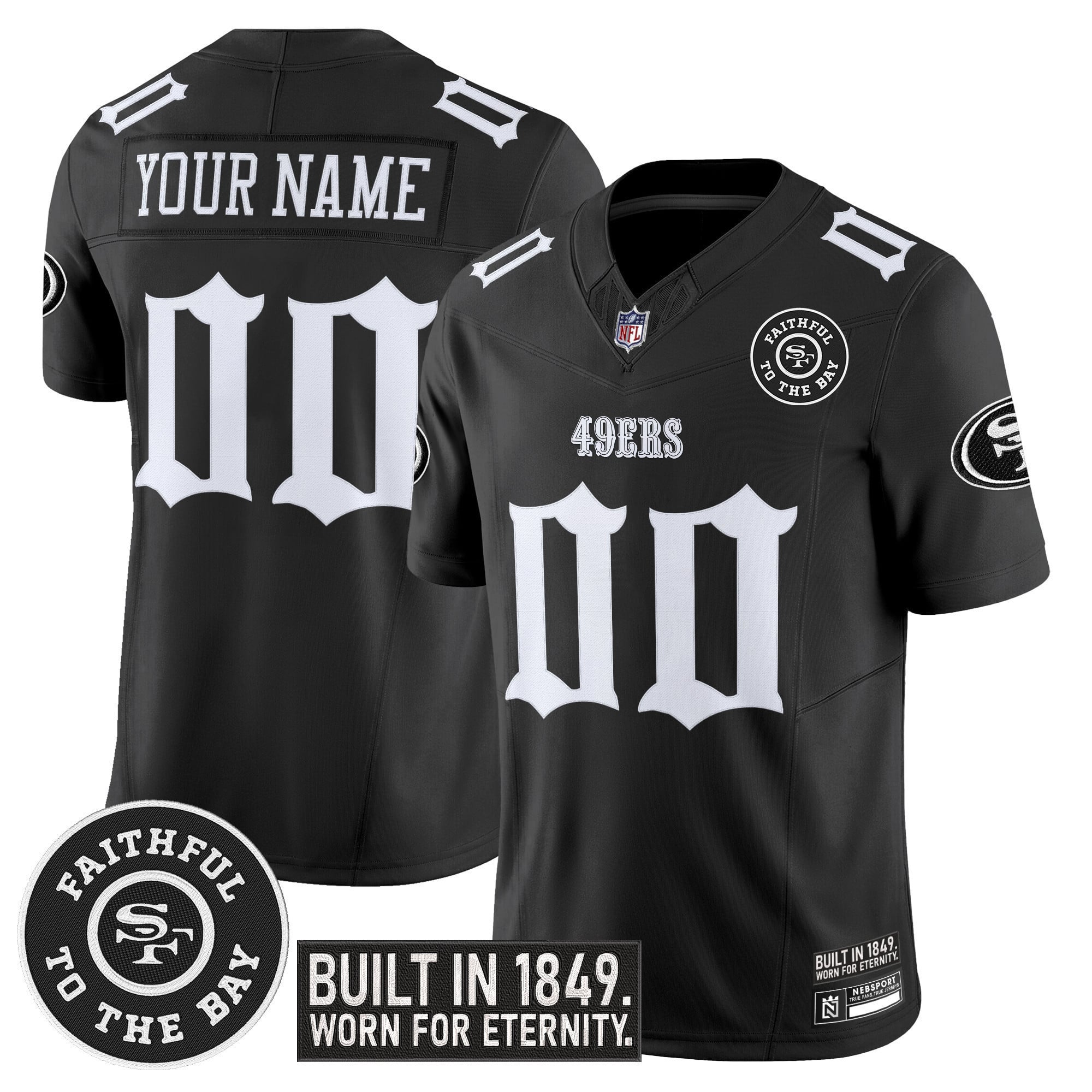 San Francisco 49ers 'Fog City Gothic Edition' Vapor Limited Custom Jersey - All Stitched