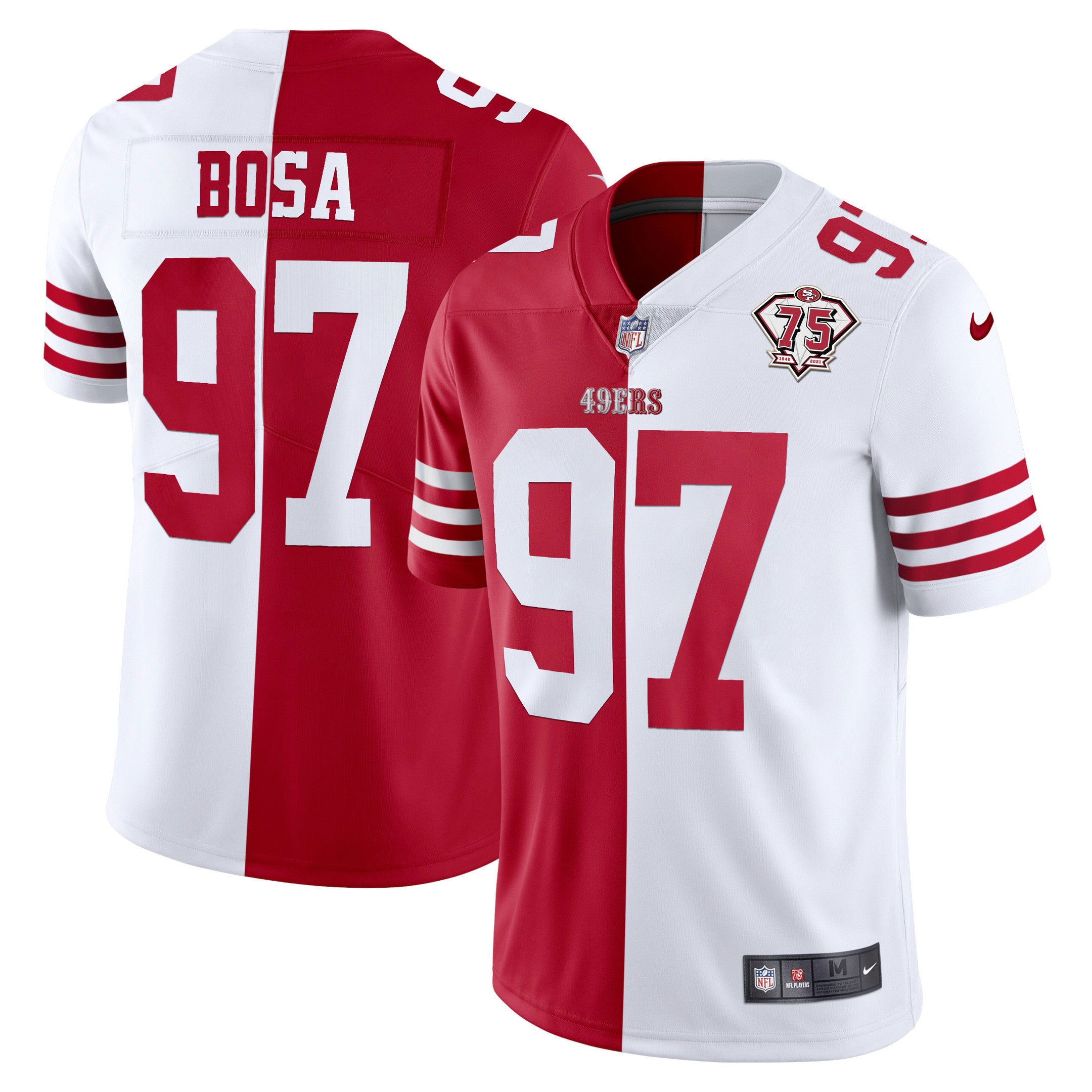 Men's 49ers 75th Anniversary Patch White Gold & Black Gold - All Stitched