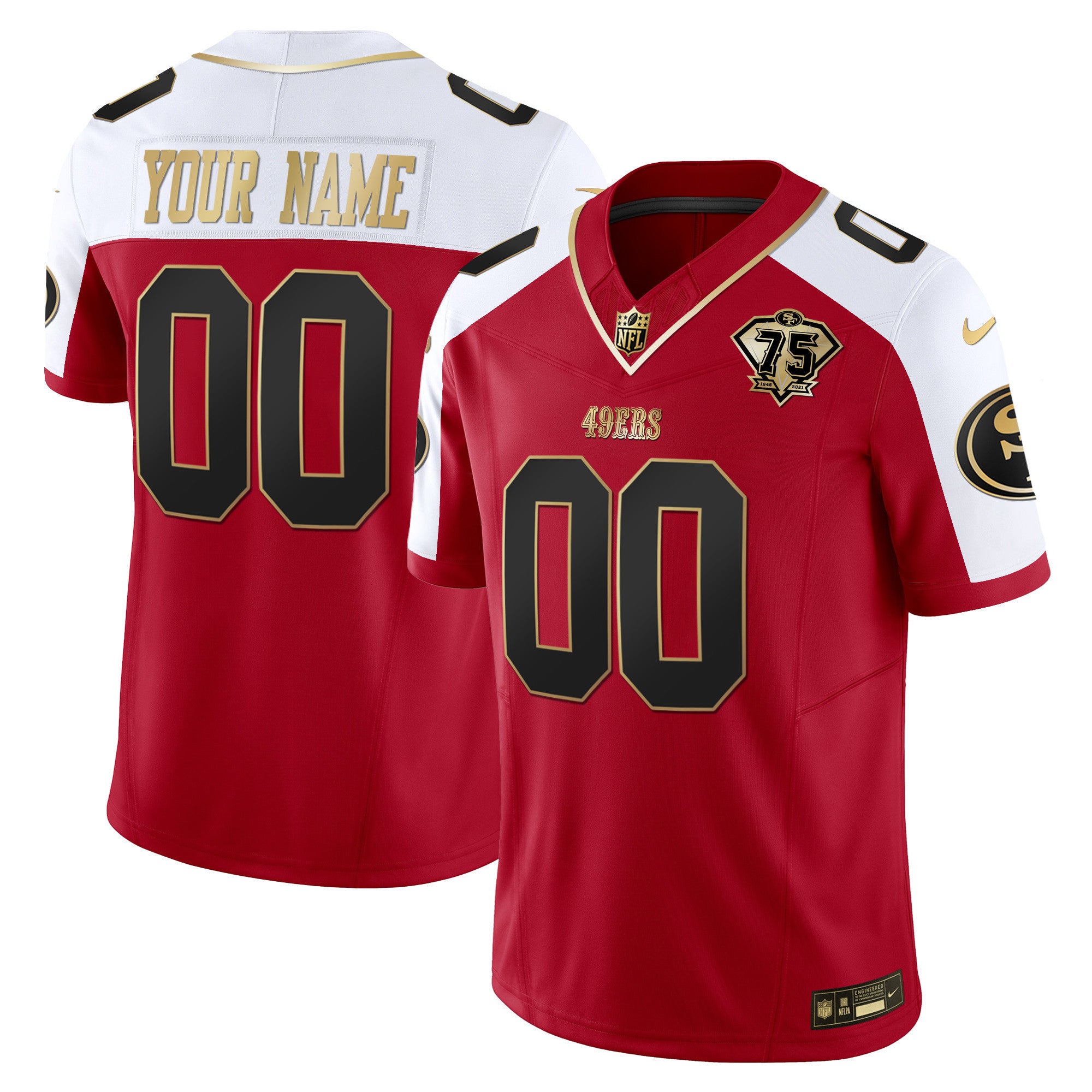 49ers 2023 Vapor Gold Limited Custom Jersey - All Stitched