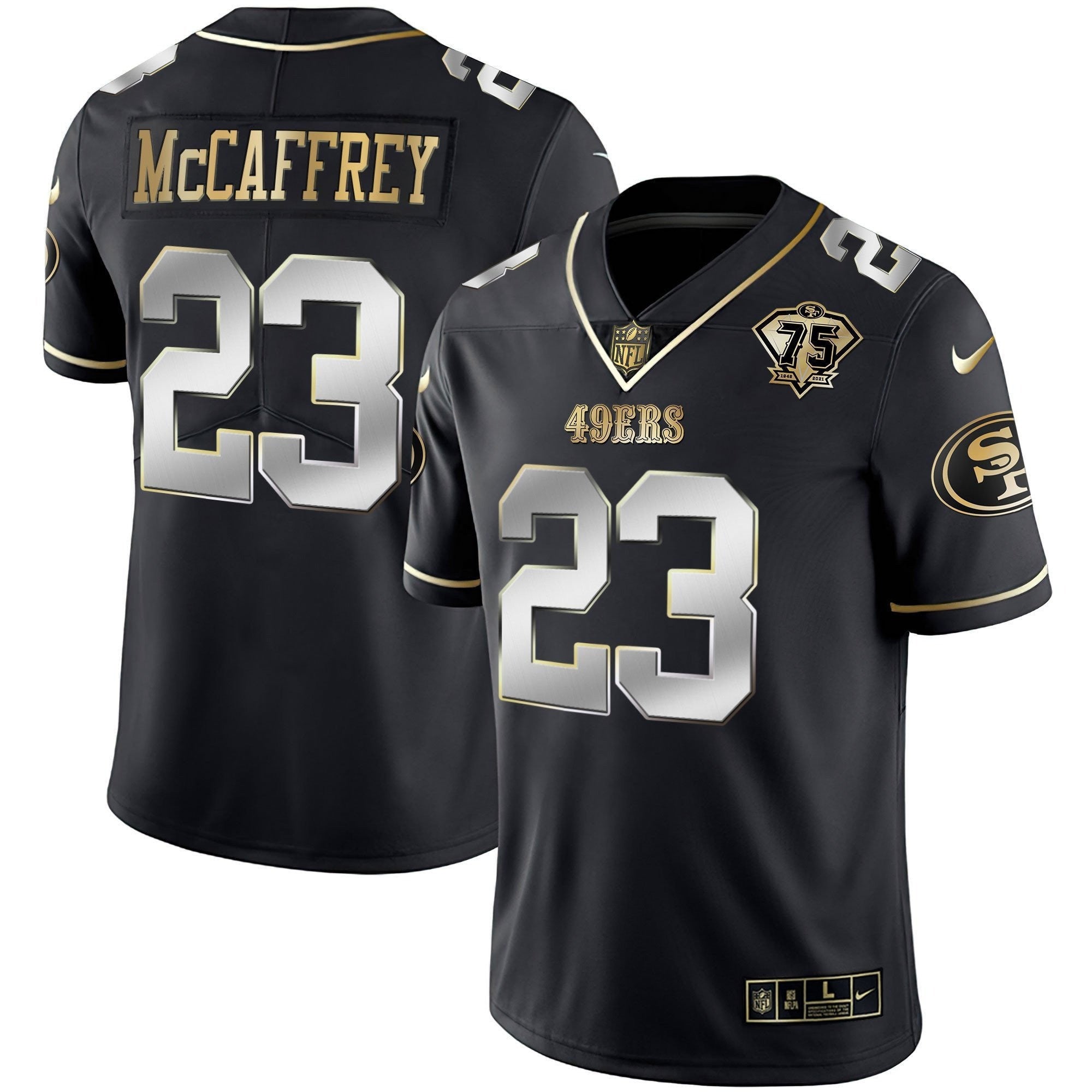 Men's 49ers 75th Anniversary Patch Vapor Gold Jersey Collection - All Stitched 1