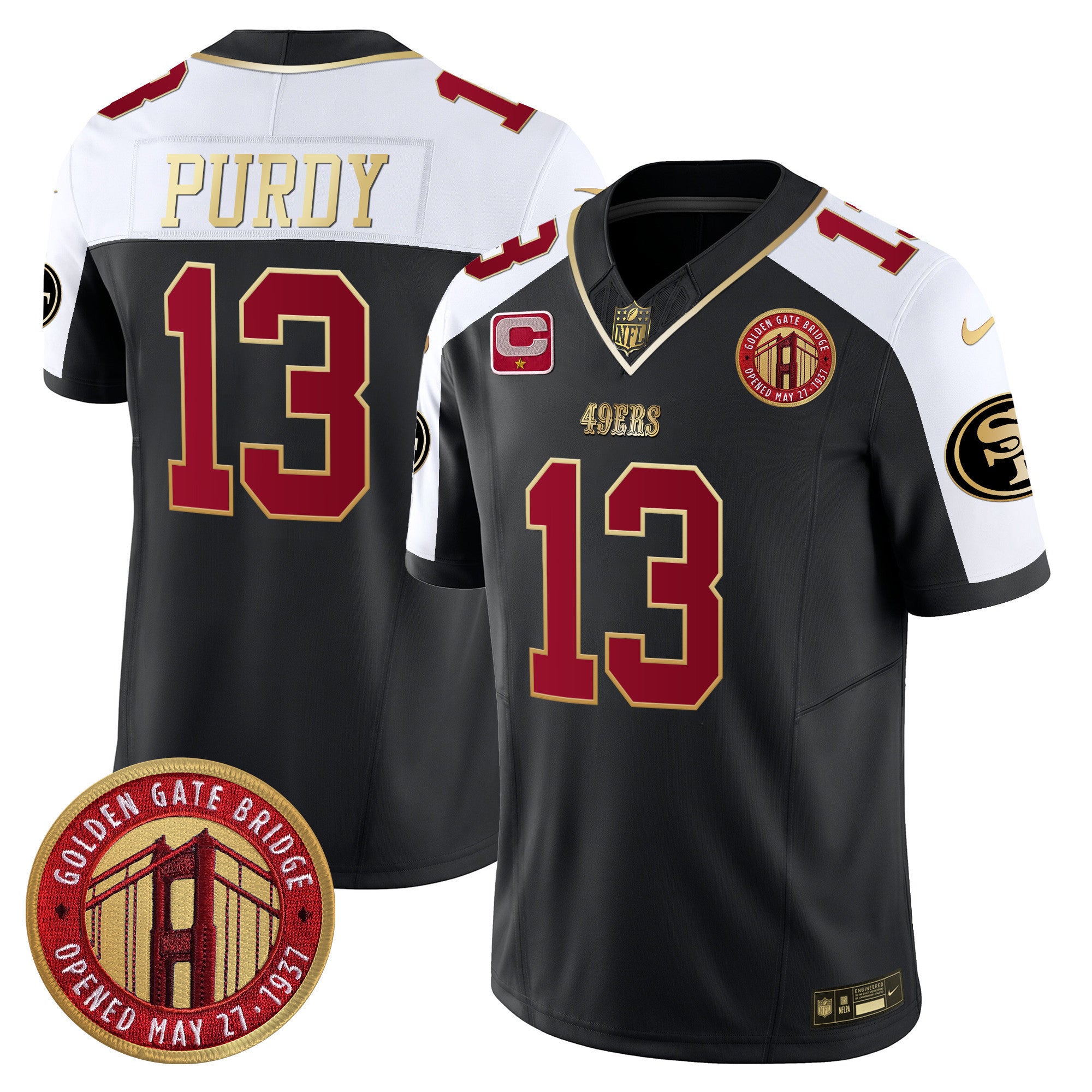 Men's 49ers Golden Gate Bridge Patch Vapor Limited Jersey - All Stitched