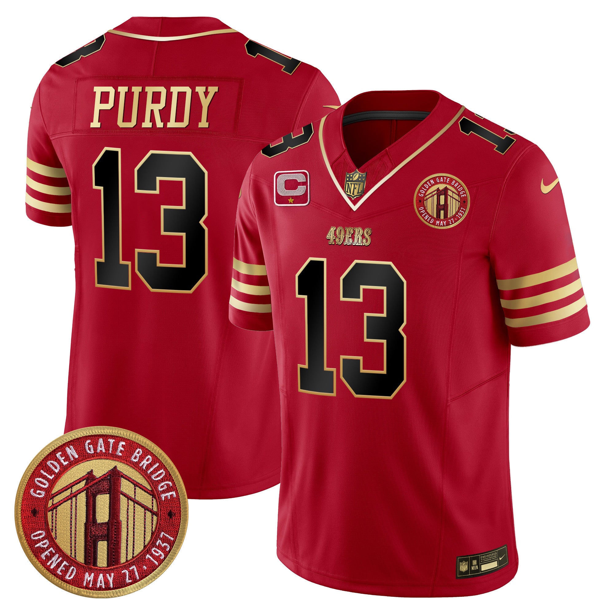 Men's 49ers Golden Gate Bridge Patch Vapor Limited Jersey - All Stitched