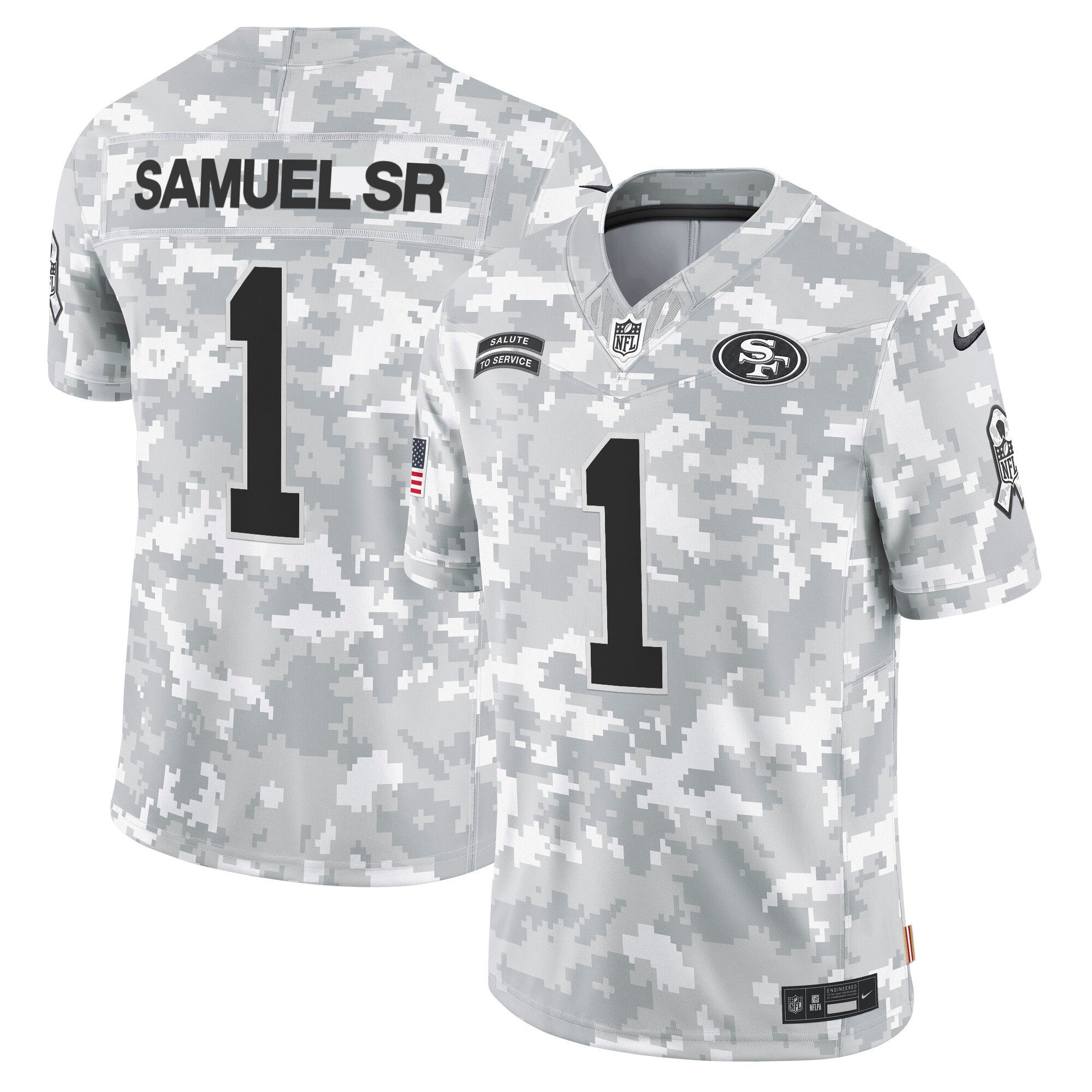 49ers 2024 Salute to Service Vapor Limited Jersey - Arctic Camo - All Stitched