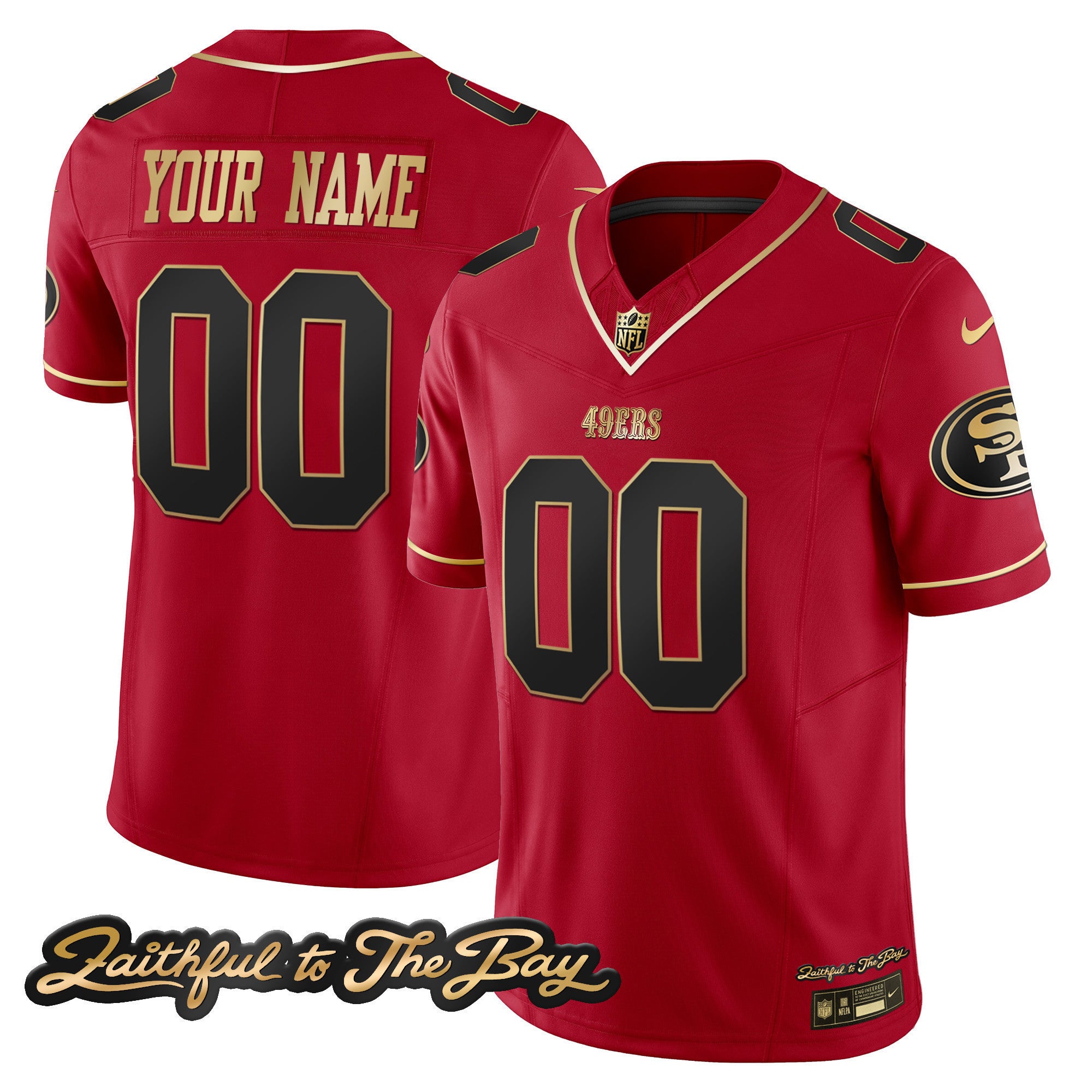 49ers Faithful To The Bay Patch Vapor Custom Jersey V3 - All Stitched