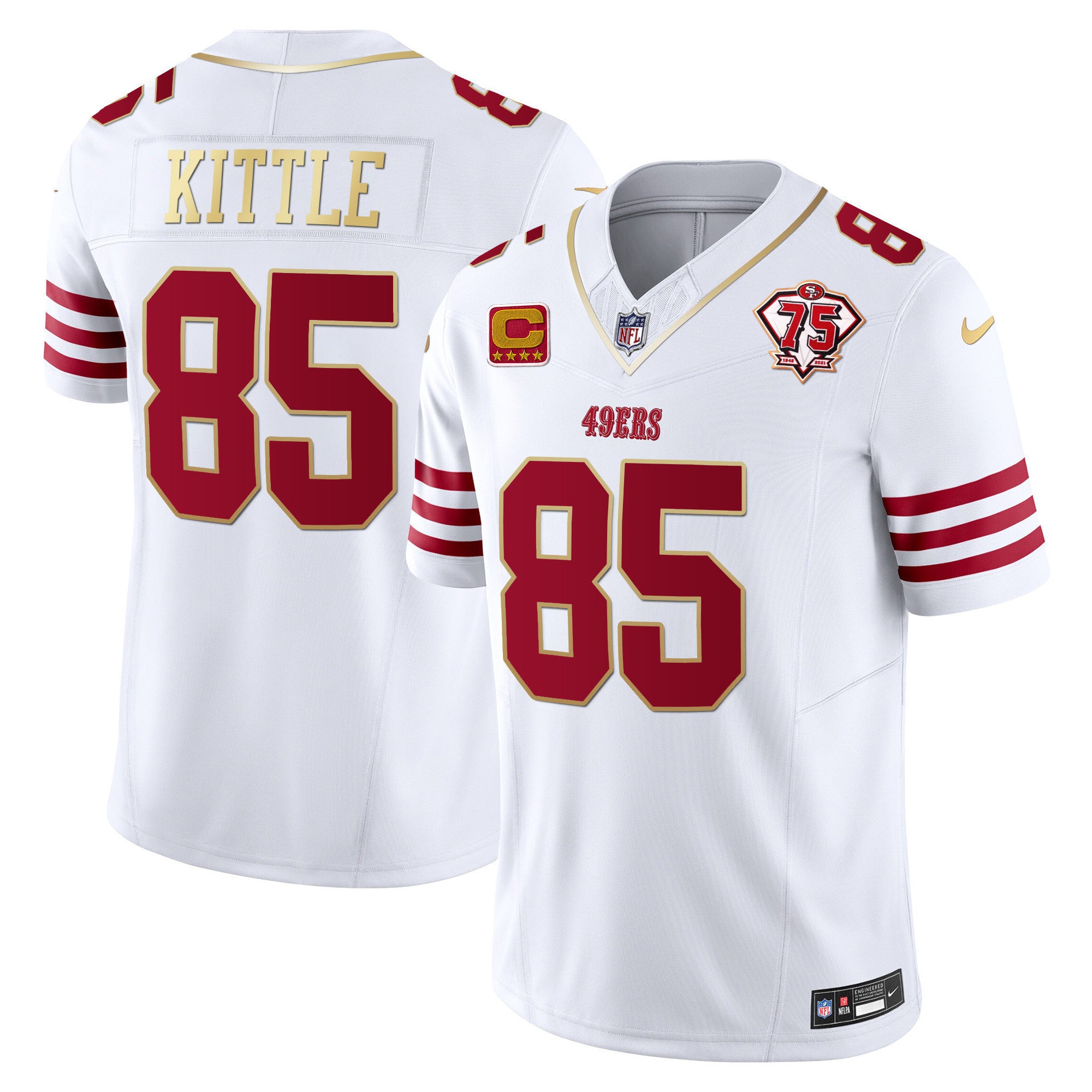 Men's 49ers 2023 Vapor Gold Trim Limited Jersey - All Stitched