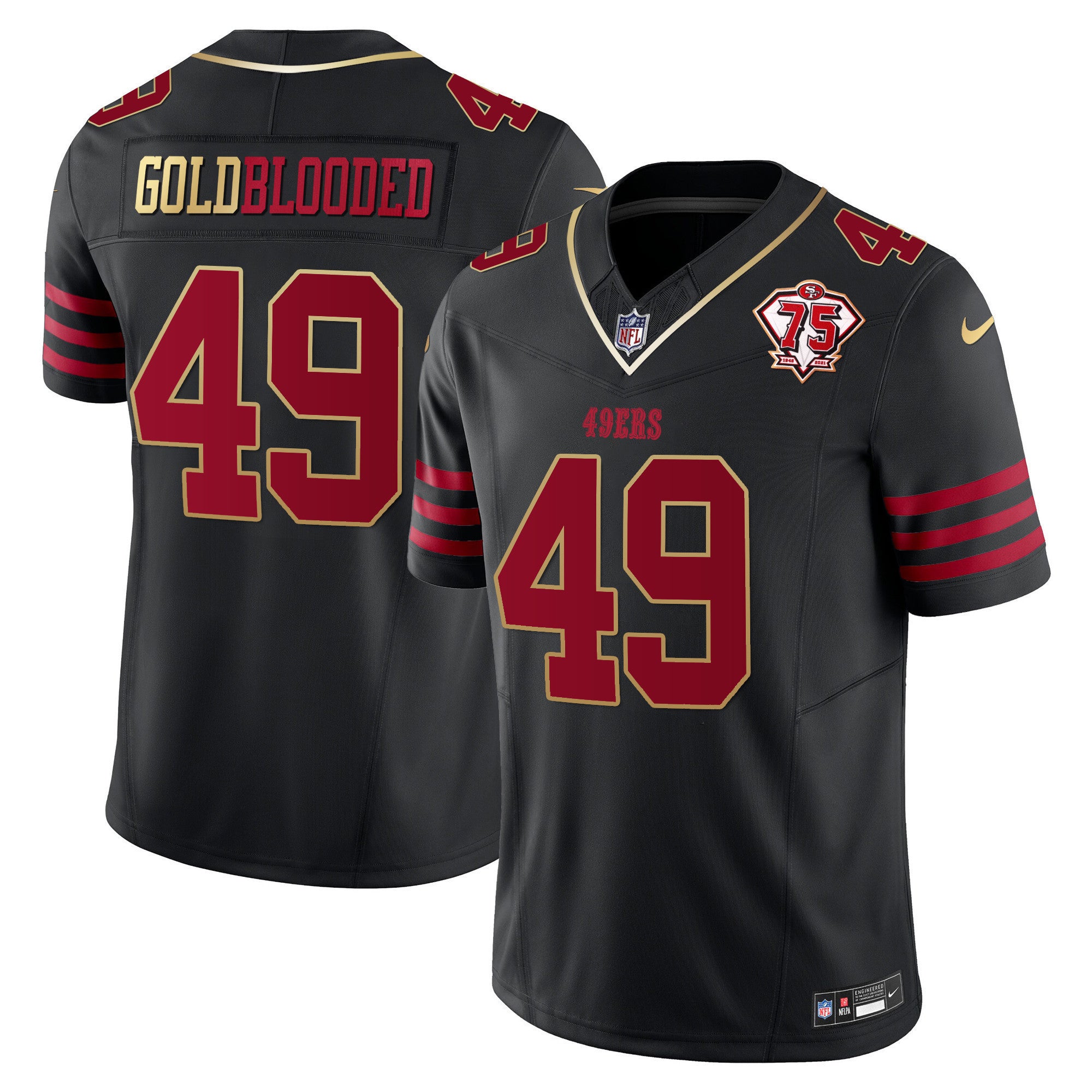 Men's 49ers 2023 Vapor Gold Trim Limited Jersey - All Stitched