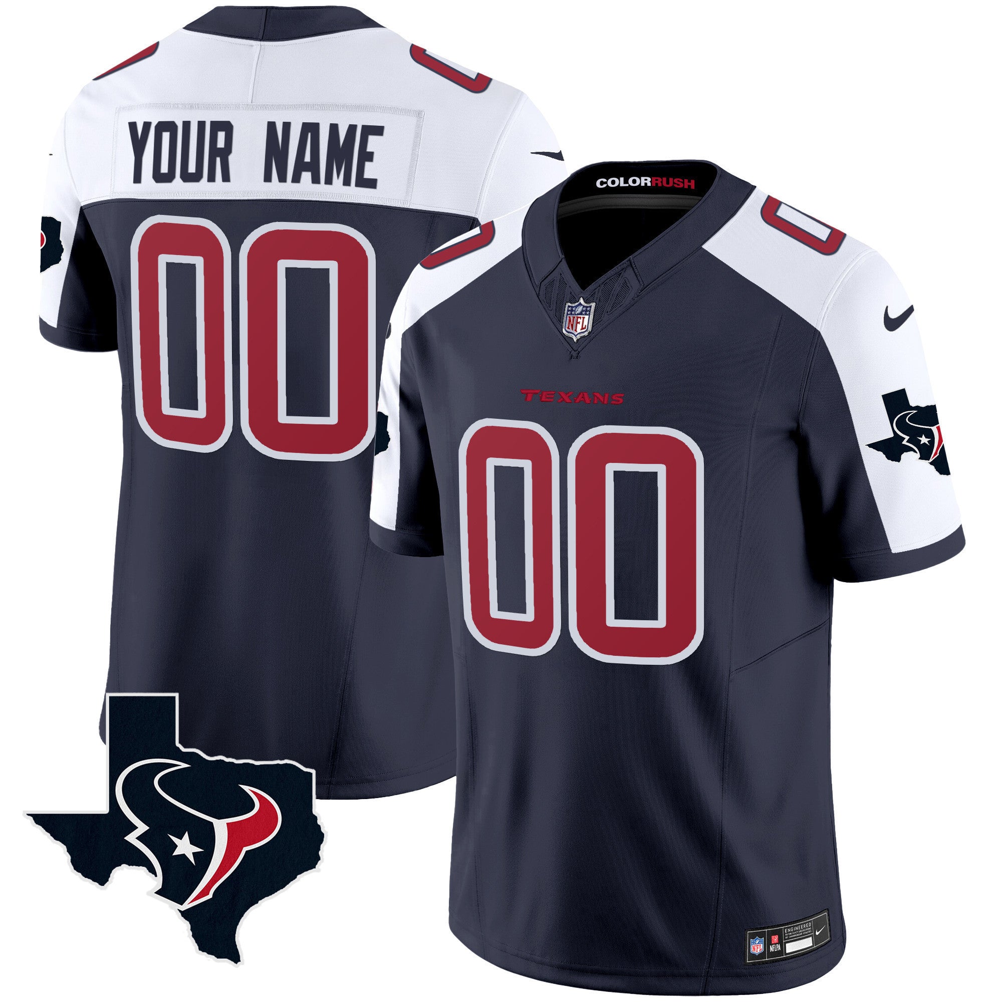 Houston Texans Color Rush Legend Vapor Custom Jersey V2 - All Stitched