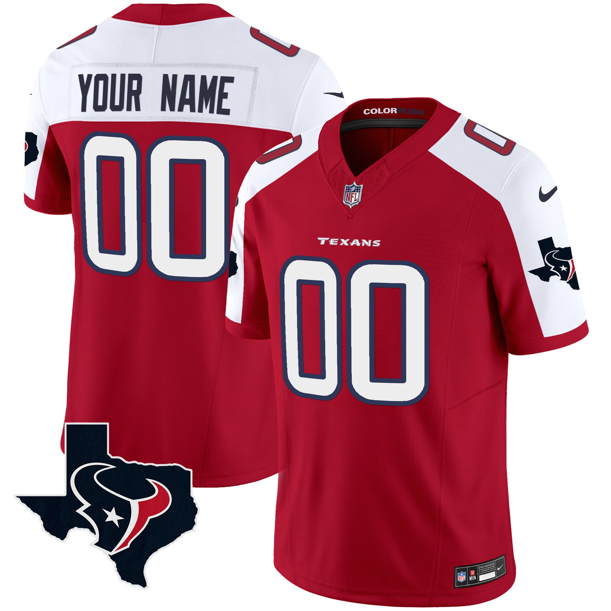 Houston Texans Color Rush Legend Vapor Custom Jersey V2 - All Stitched