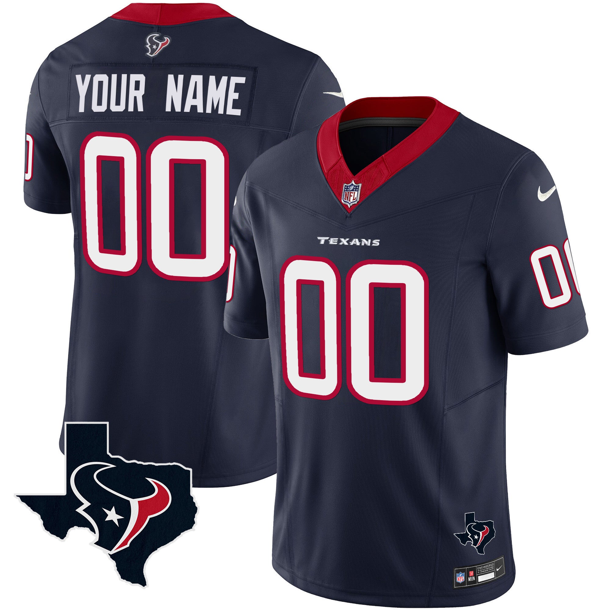 Houston Texans Vapor Limited Custom V8 Jersey - All Stitched