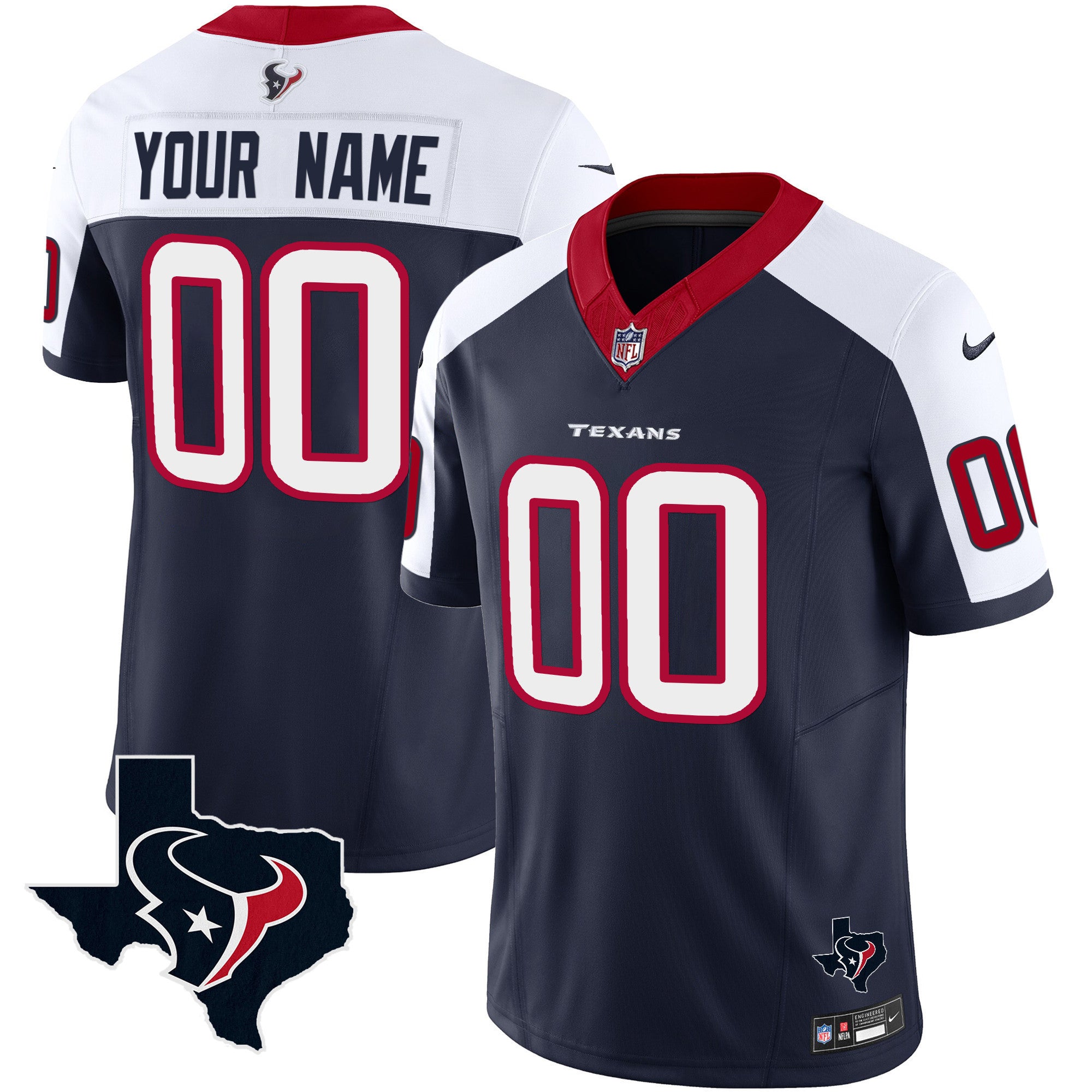 Houston Texans Vapor Limited Custom V8 Jersey - All Stitched