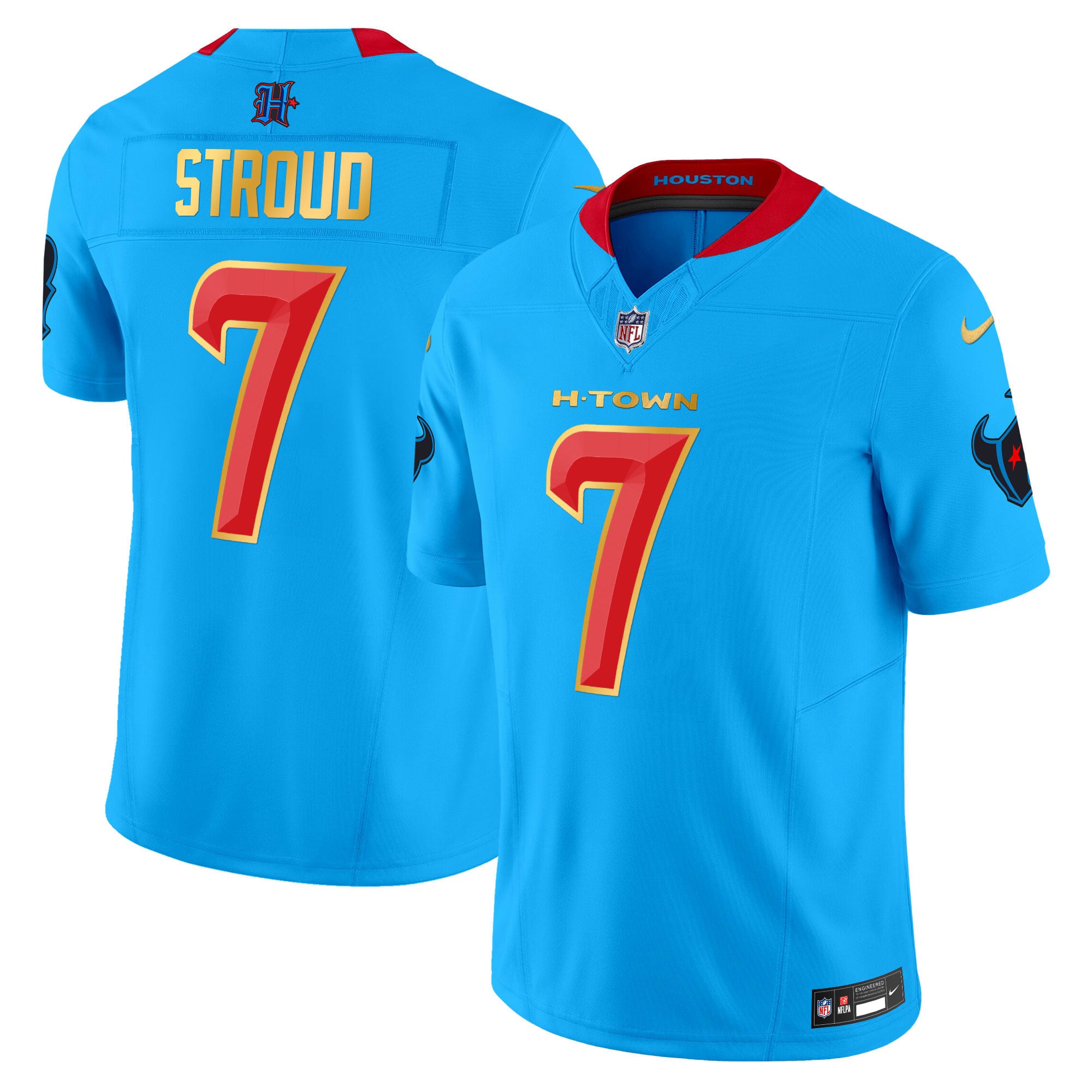 Men's Houston Texans 2024 Gold Trim Vapor Limited Jersey - All Stitched