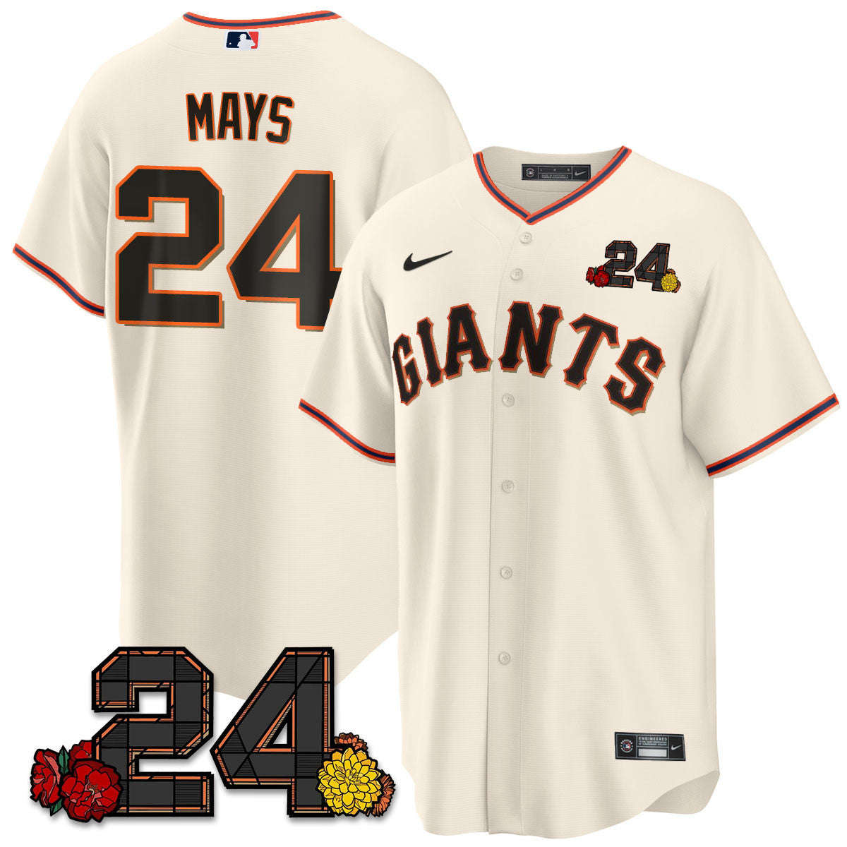 Women's San Francisco Giants 2024 Vapor Premier Limited Jersey - Willie Mays Patch