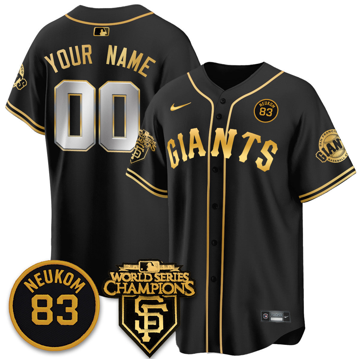 Men's Giants Bill Neukom Memories Jersey - 2010 World Series Champions - All Stitched