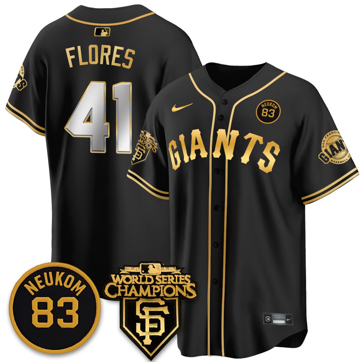 Custom Giants Bill Neukom Memories Jersey - 2010 World Series Champions - All Stitched