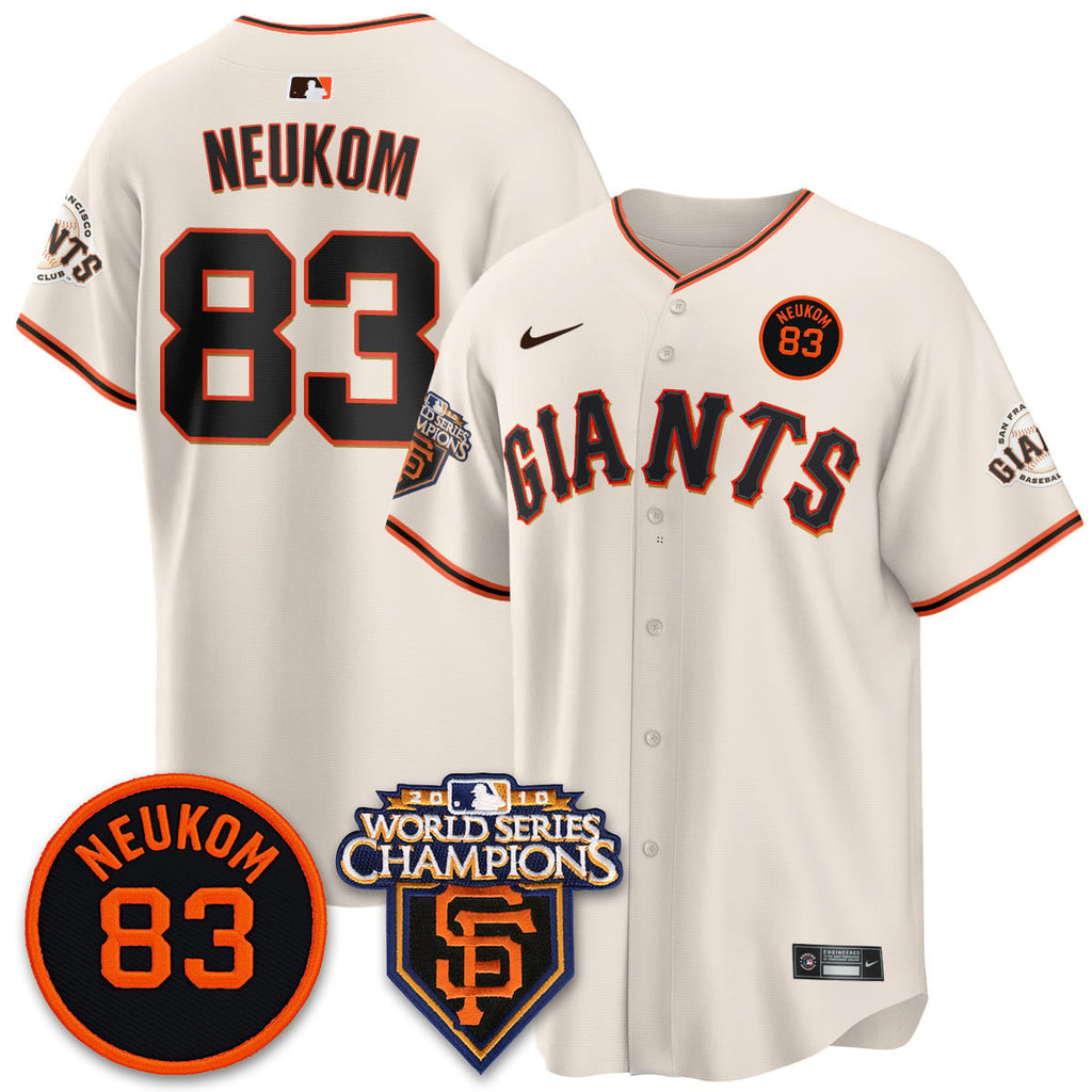 Custom Giants Bill Neukom Memories Jersey - 2010 World Series Champions - All Stitched