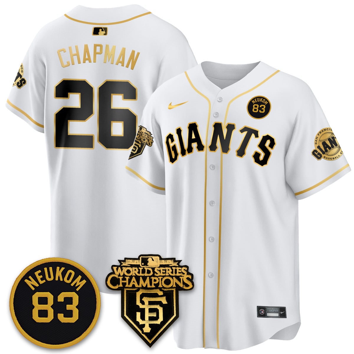 Custom Giants Bill Neukom Memories Jersey - 2010 World Series Champions - All Stitched