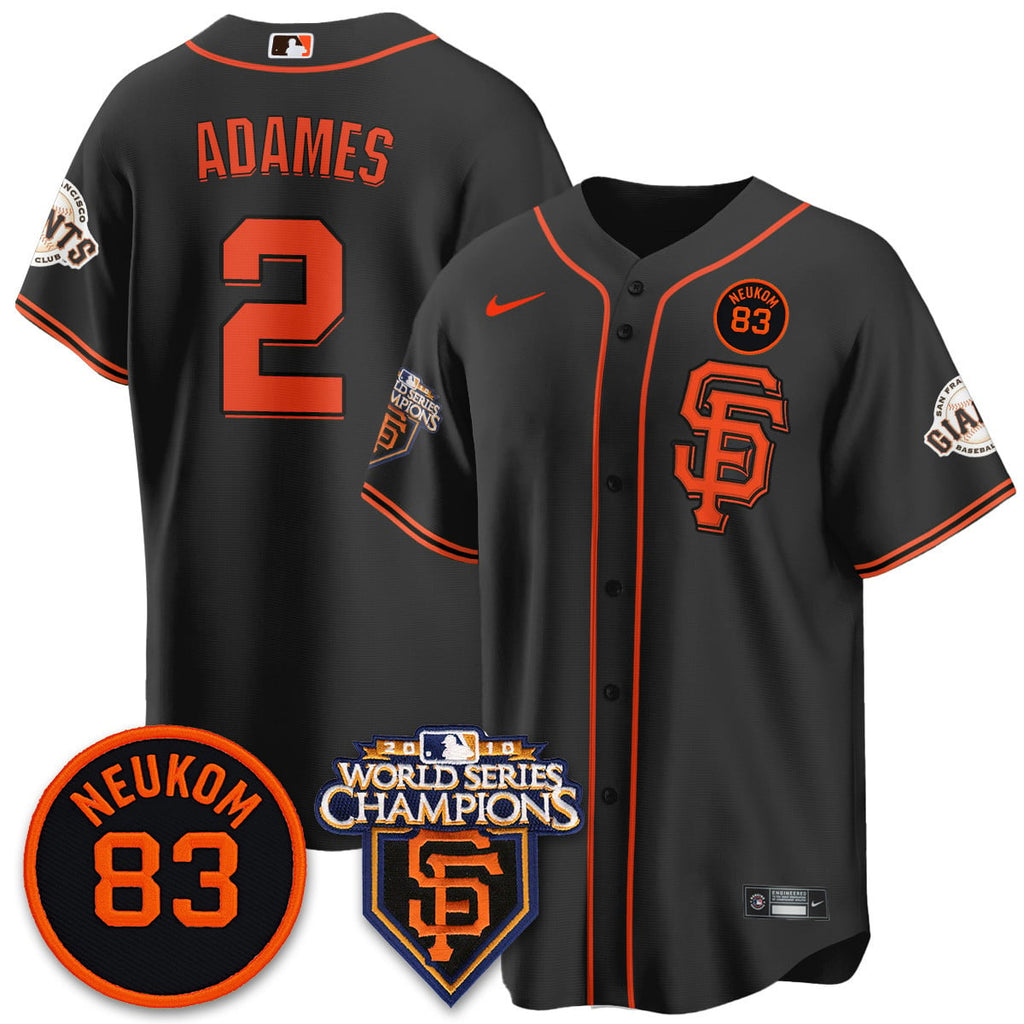 Custom Giants Bill Neukom Memories Jersey - 2010 World Series Champions - All Stitched