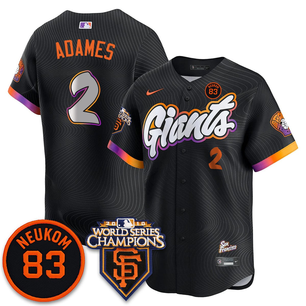Custom Giants Bill Neukom Memories Jersey - 2010 World Series Champions - All Stitched