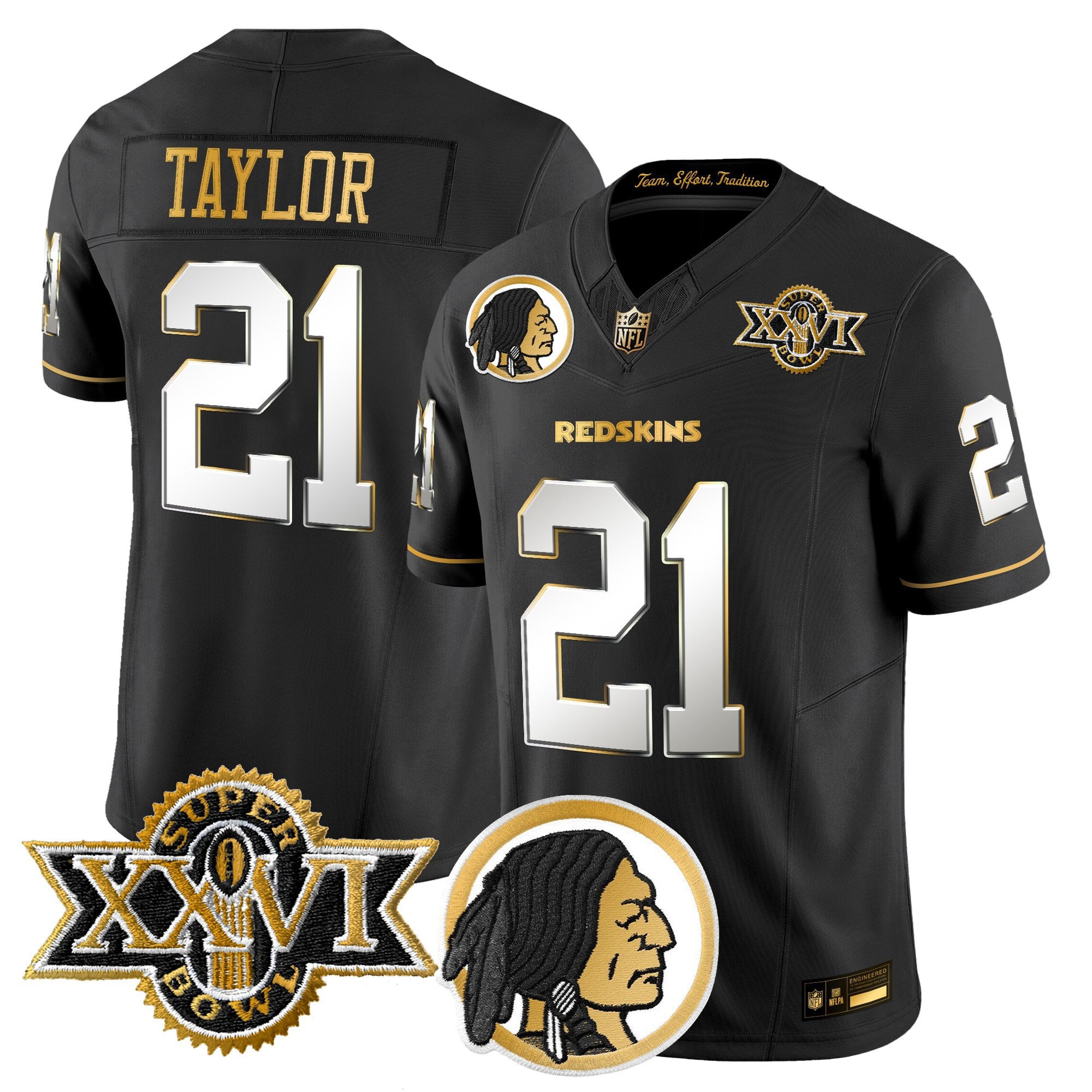 Men's Washington Redskins Throwback 1992 Super Bowl XXVI Patch Gold Vapor Limited Jersey - All Stitched