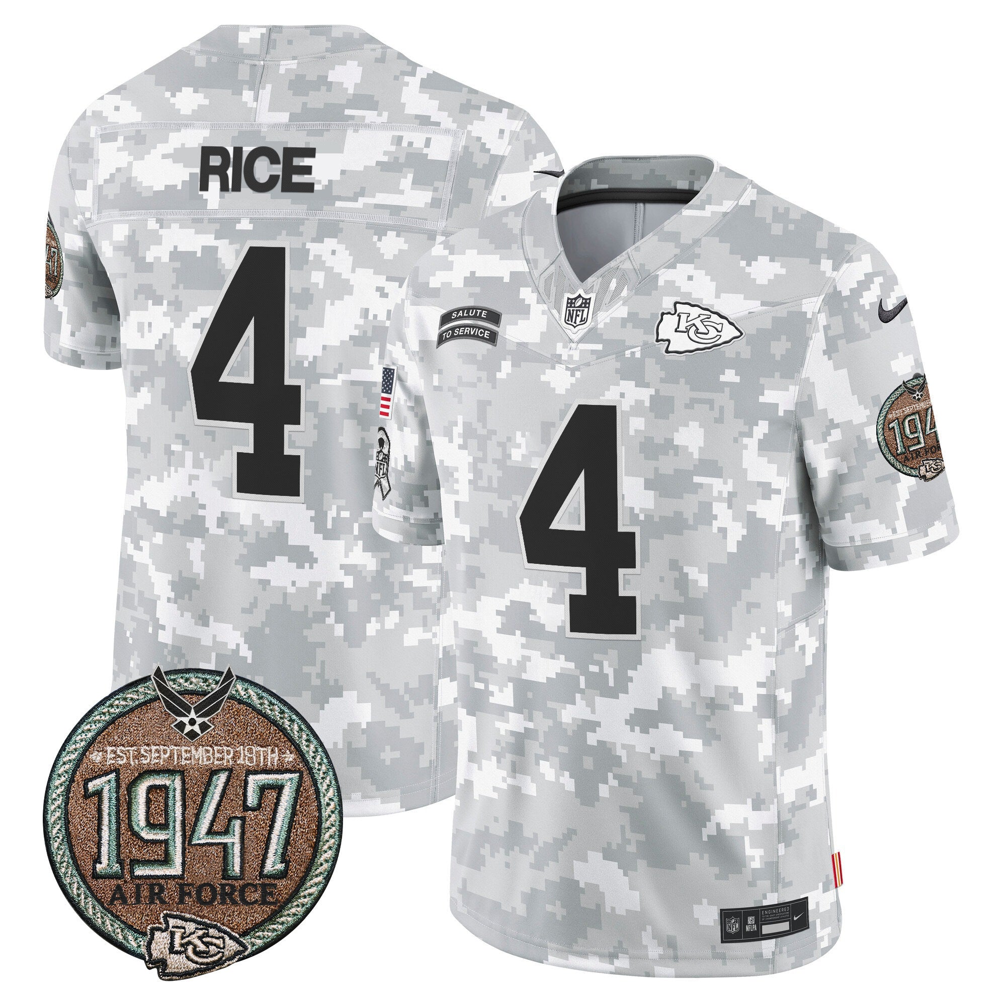 Men's Chiefs 2024 Salute to Service Establishment Year Patch Vapor Limited Jersey - All Stitched